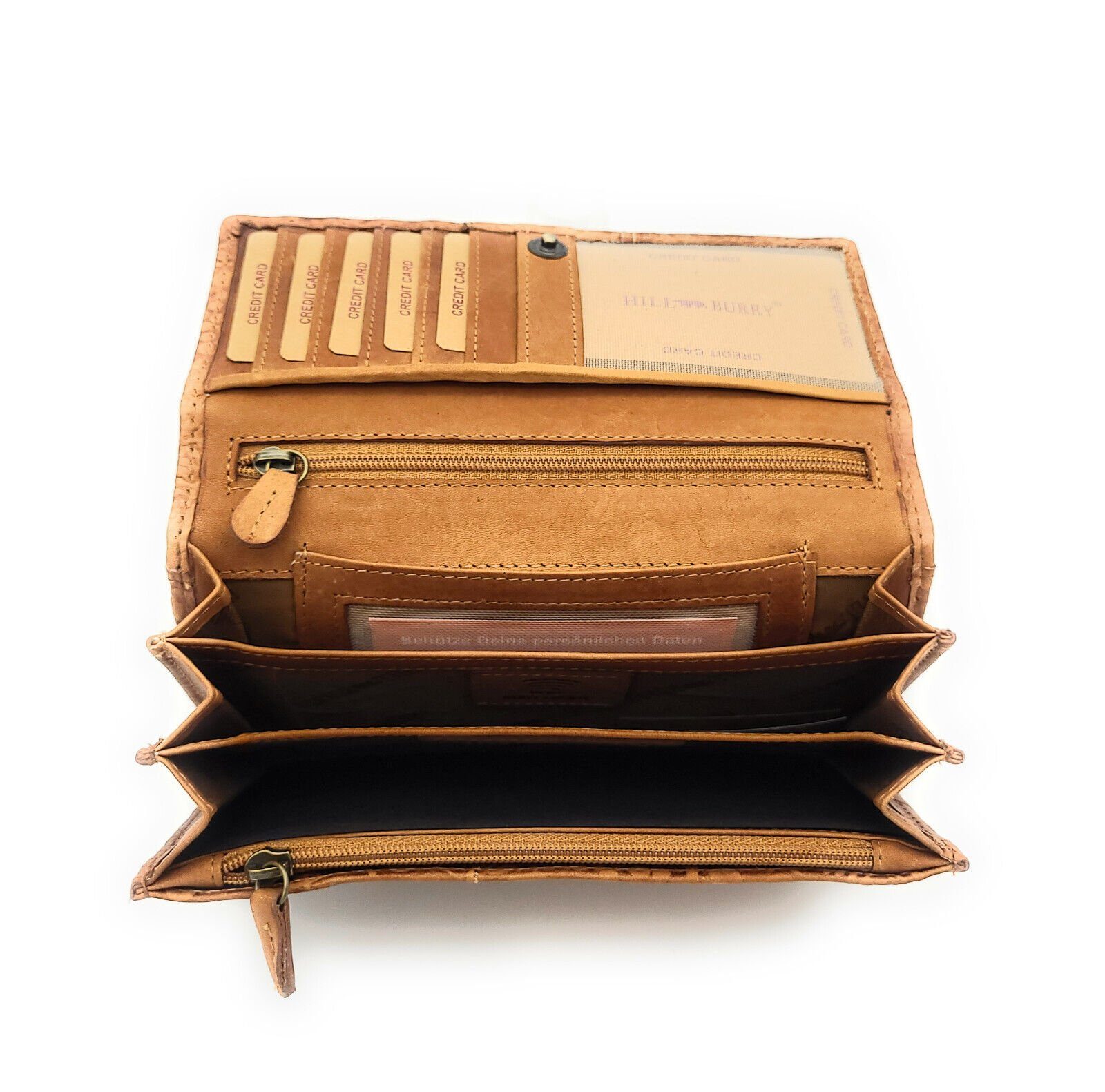 Hill Burry Geldbörse echt Leder Damen Portemonnaie mit RFID Schutz, tolle florale Prägung