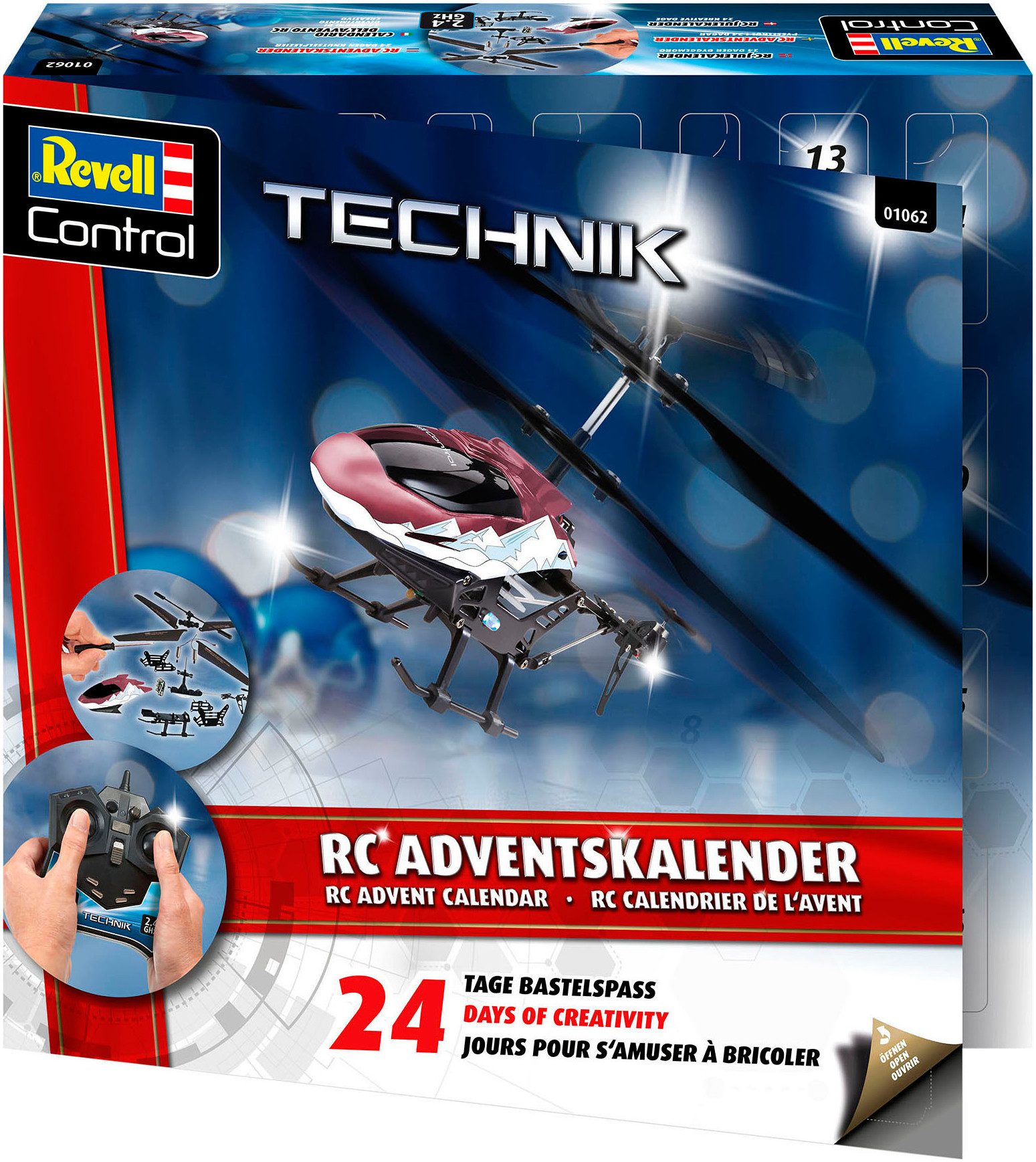 Revell® Spielzeug-Adventskalender RC Helikopter, ferngesteuerter RC Hubschrauber zum Selberbauen