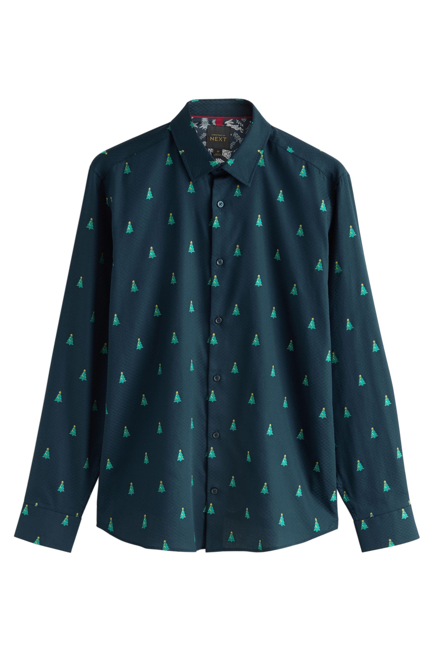 Next Langarmhemd Regular Fit Weihnachts-Langarmhemd mit Stickerei (1-tlg) günstig online kaufen