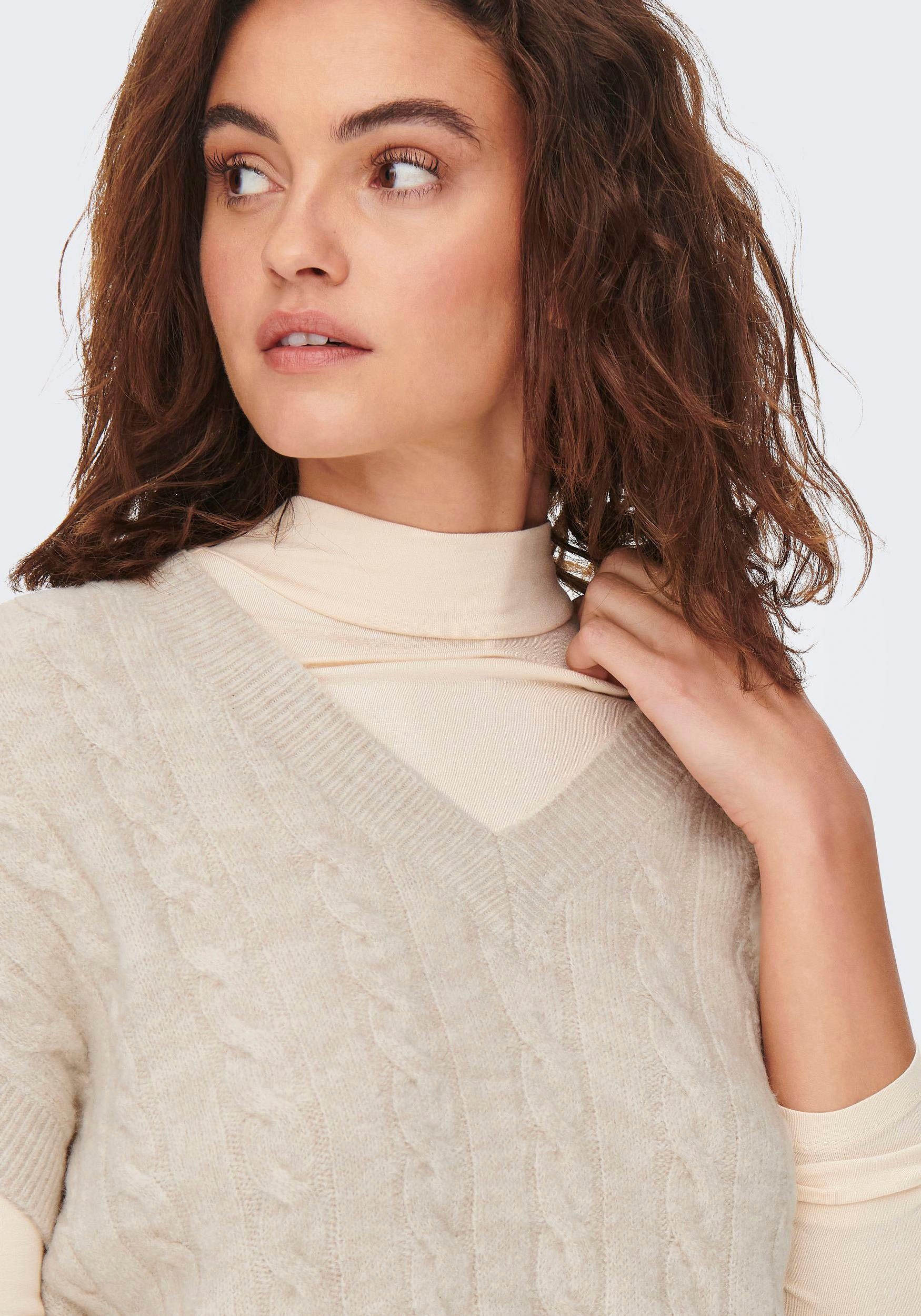 ONLY Kurzarmpullover ONLMELODY VEST KNT Materialmix, regular fit