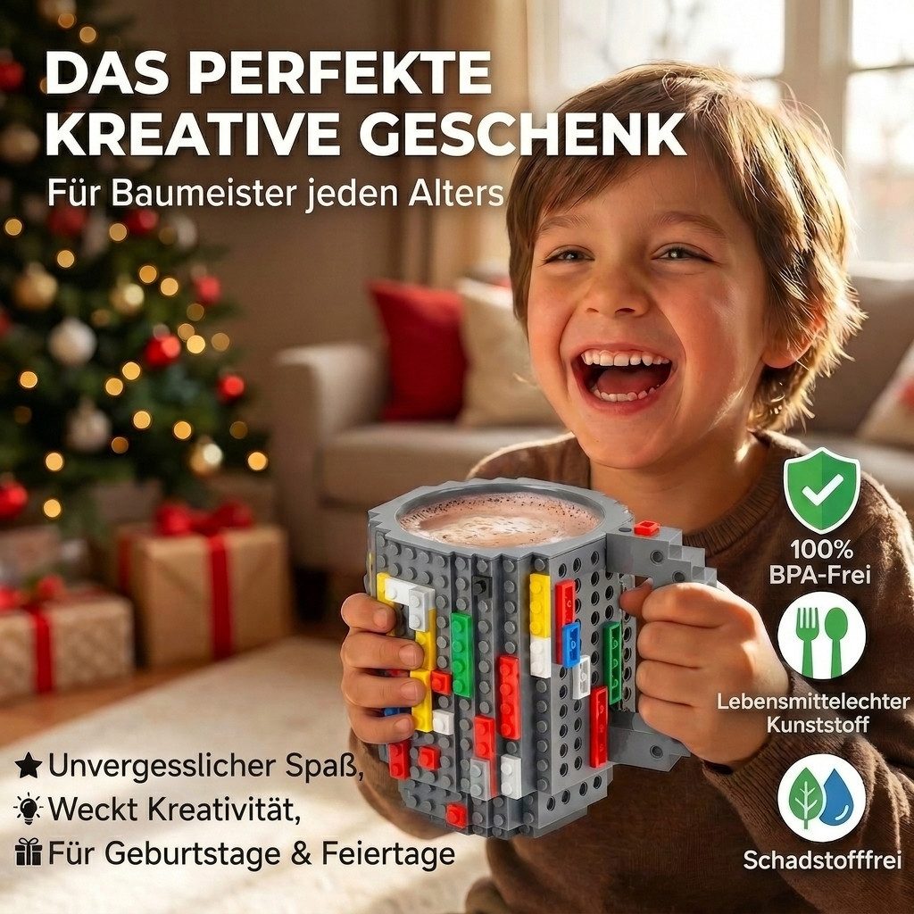 Goods+Gadgets Tasse GOODS+GADGETS LEGOTasse Baustein - kaffee&kinder becher, 350ml, Polycarbonat, Kaffeetasse Kaffee-Becher 350ml