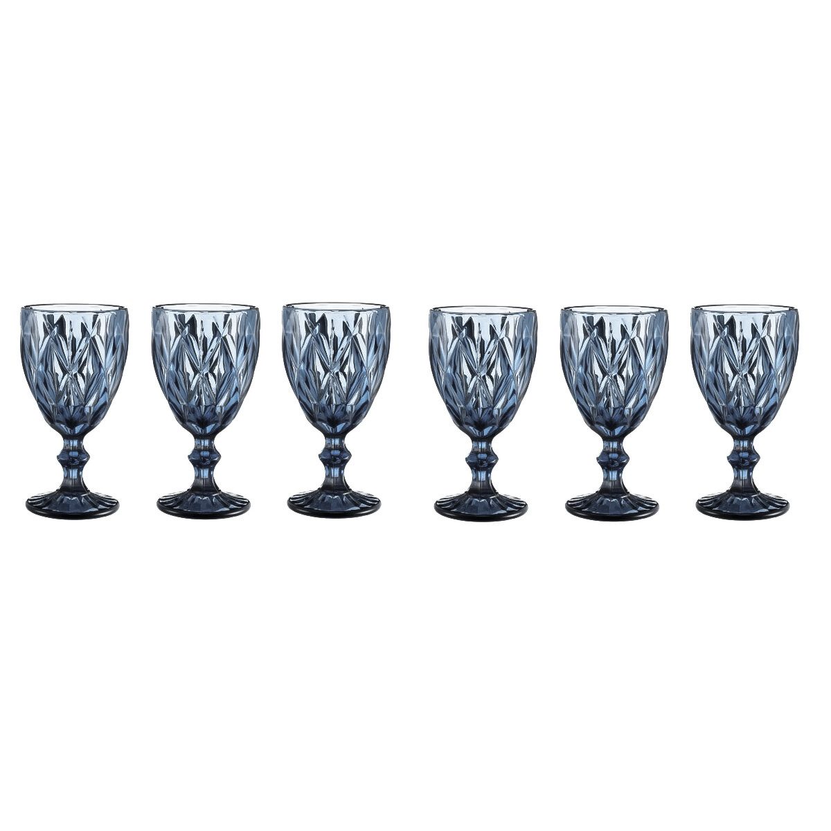 Cheffinger Gläser-Set - 6 Teiliges Set aus Glas - Trinkgläser in Blau, Glas, ideal für den täglichen Gebrauch, perfekt für Familienhaushalte