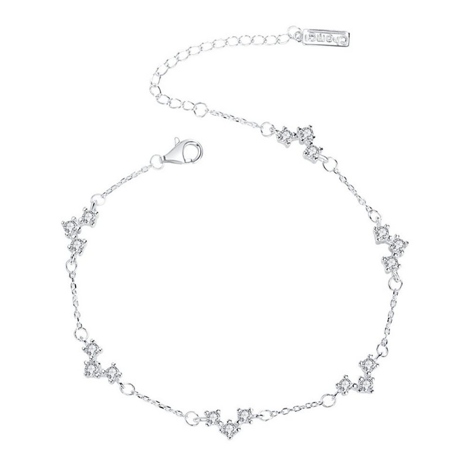 Haiaveng Charm-Armband Armband Damen mit Zirkonia Anhängern 925 Sterling  Silber Verstellbar (1-tlg), Damen Silberschmuck für Valentinstag Muttertag  Geburtstags geschenke