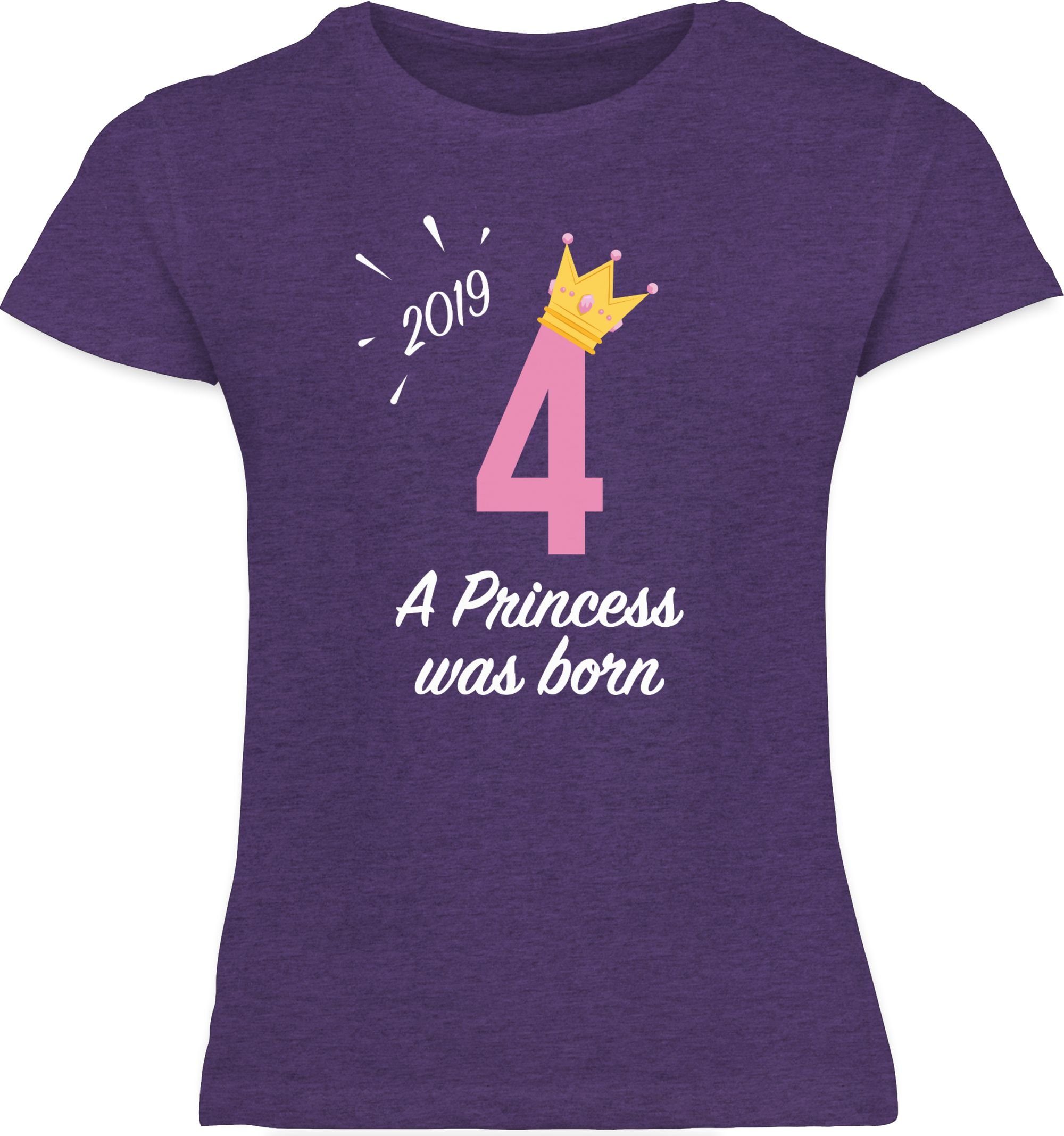 Vierter 2 Lila 4. 2019 Meliert T-Shirt Shirtracer Mädchen Geburtstag Princess