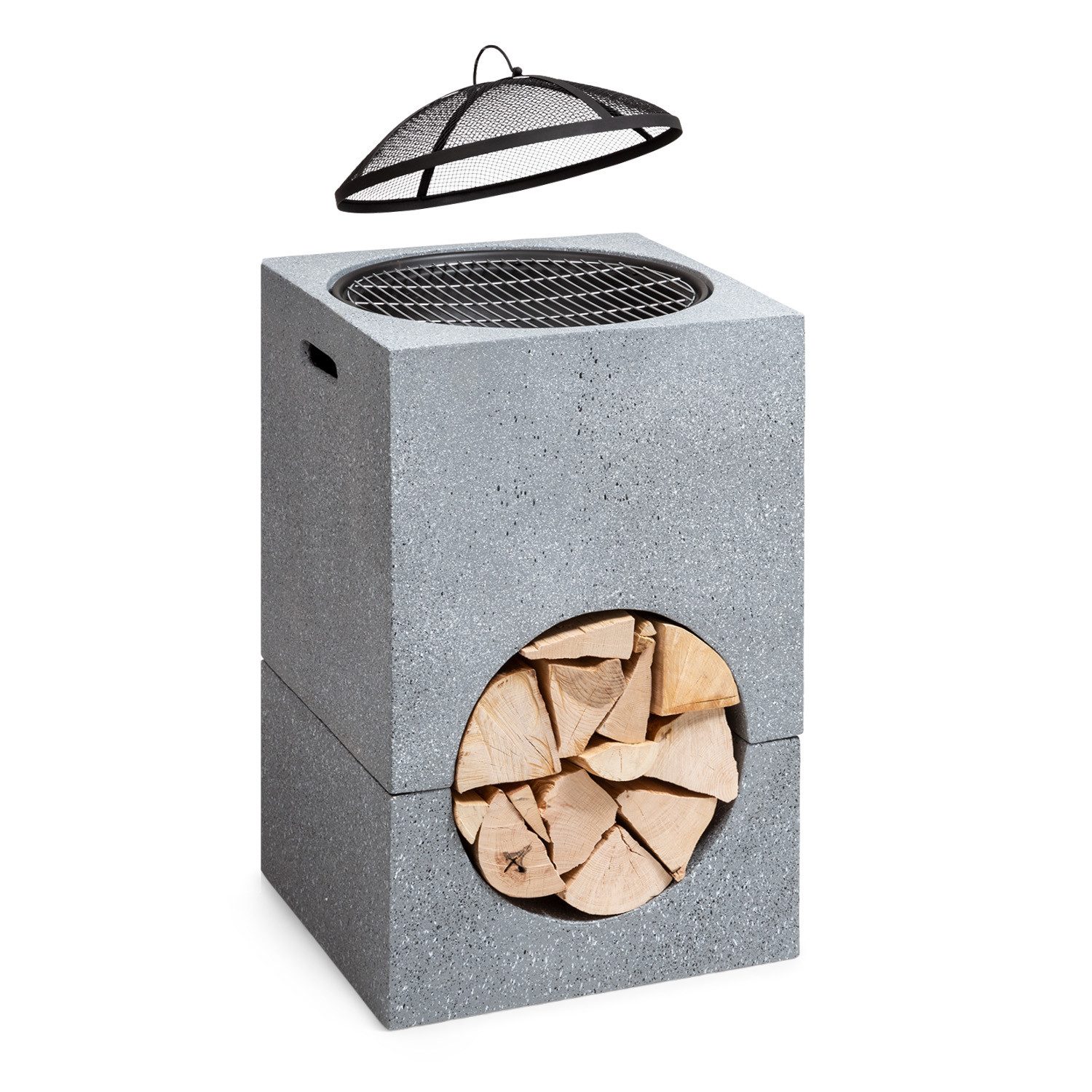 blumfeldt Feuerschale Monolith, (Set, Set), Garten Grill Funkenschutz Feuerkorb Feuerstelle Outdoor