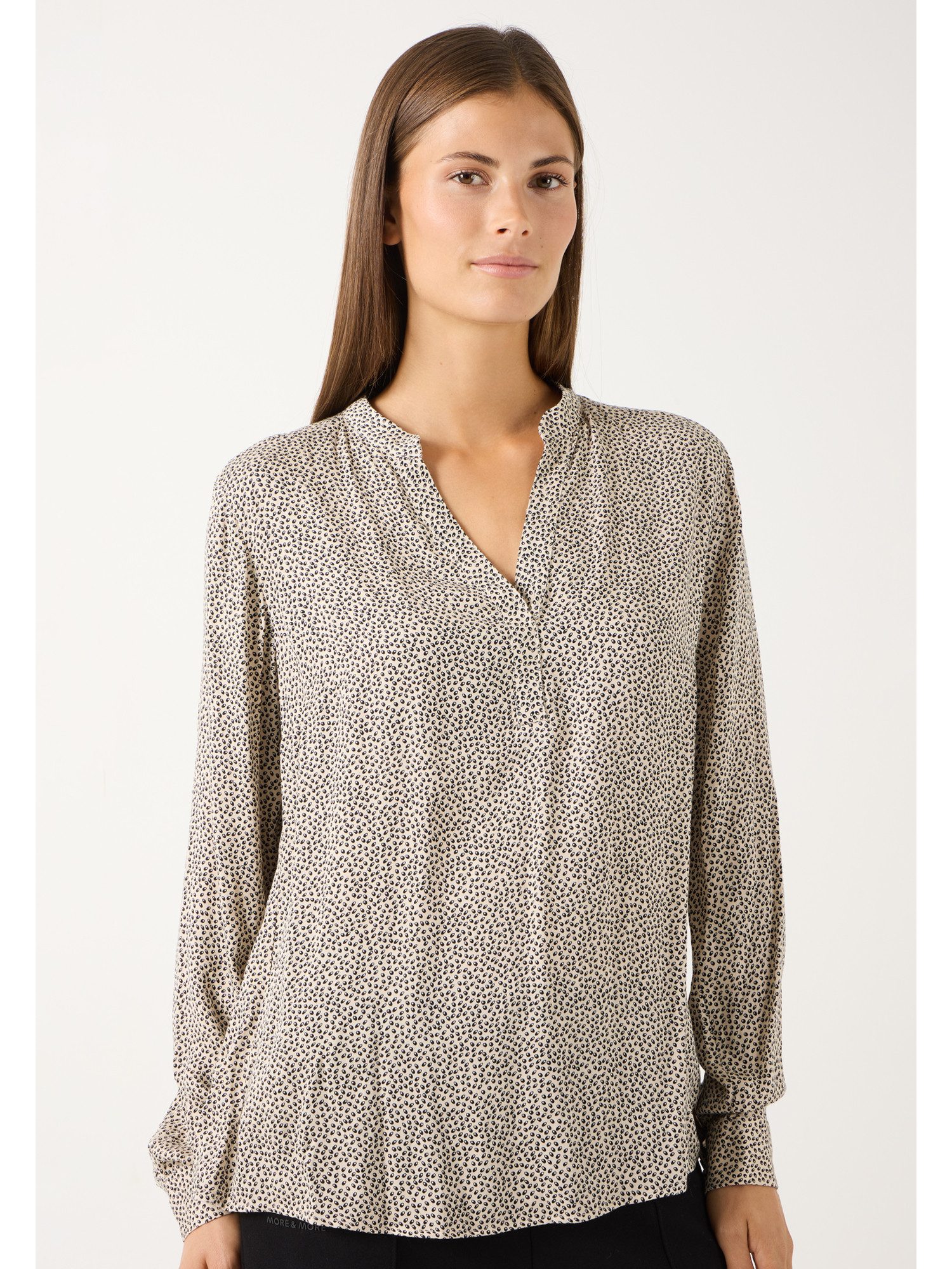 MORE&MORE Langarmbluse lockere Miniprint-Viskosebluse