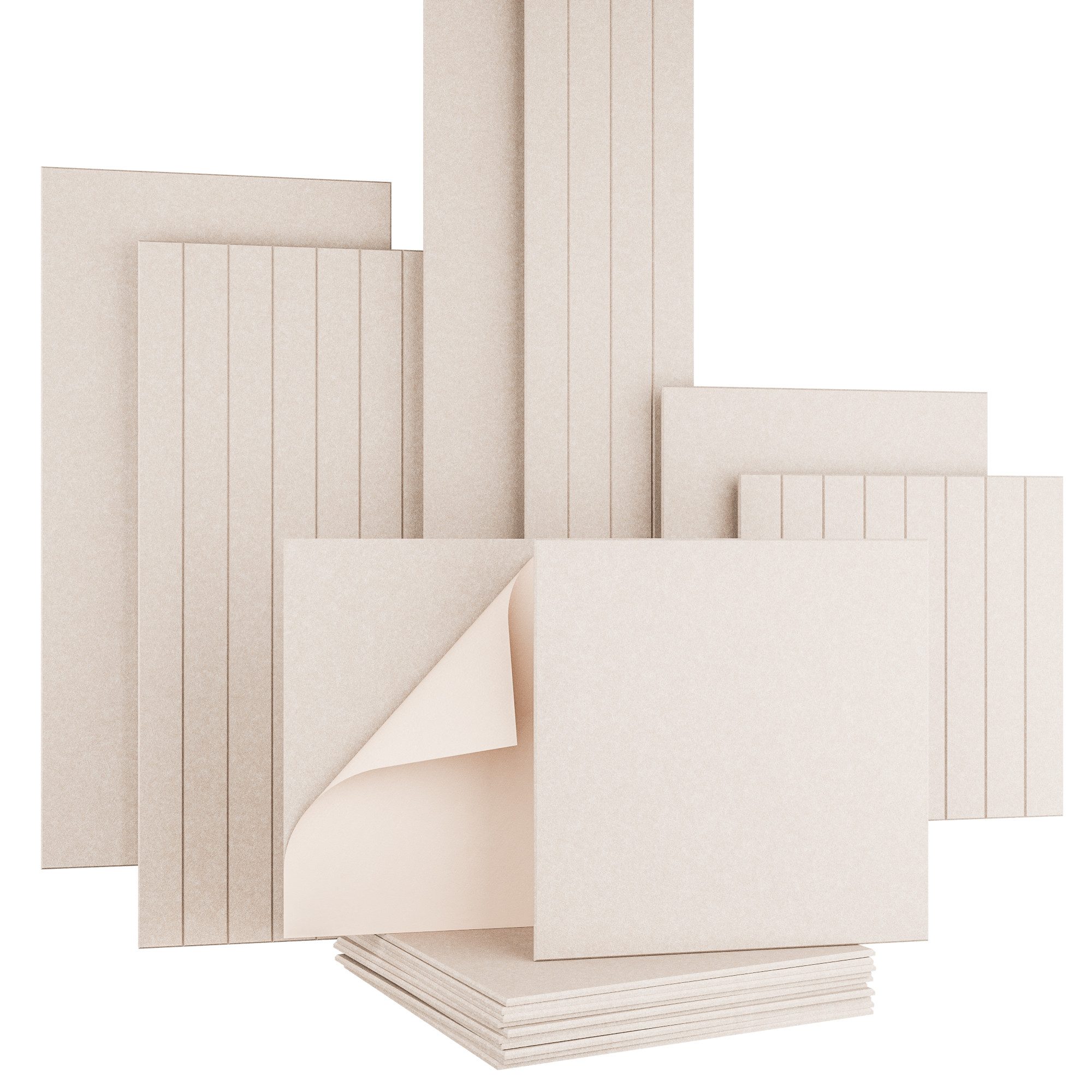 AKUSTIKO Schallschutzpaneel, BxL: 60x60 cm, (Selbstklebend 60x60cm - 4 Stück Beige Akustik Wandpaneele Schallschutz & Raumakustik Panels Filz 9mm Hexim Decken- & Wandverkleidung Raumklang Verbesserung (1.44m)