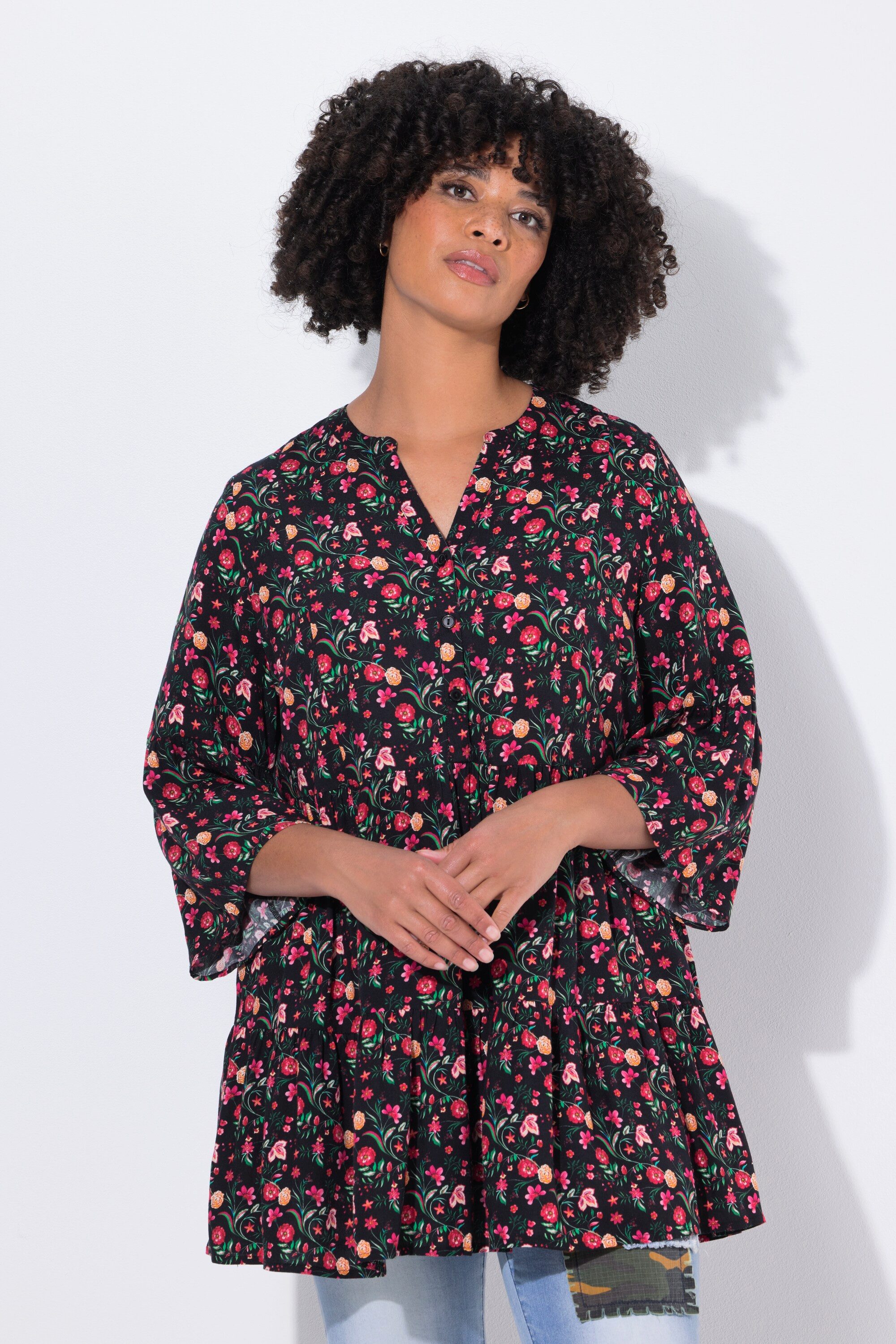 Angel of Style Tunika Tunika A-Linie Blumenmuster Volants günstig online kaufen