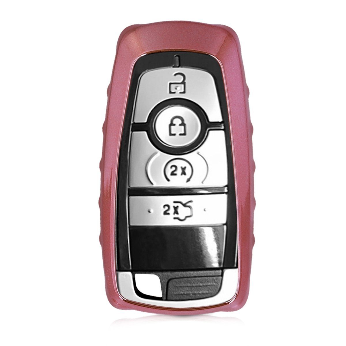 kwmobile Autoschlüssel Hülle kompatibel mit Ford 3-Tasten Klapp  Autoschlüssel - Schlüsselhülle Silikon Cover - Hochglanz Rosegold