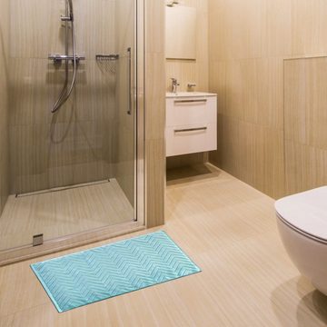 Badematte Intirilife, Badvorleger Badteppich Duschmatte in Blau, Baumwolle, für trockenen Boden in Bad Waschküche und WC