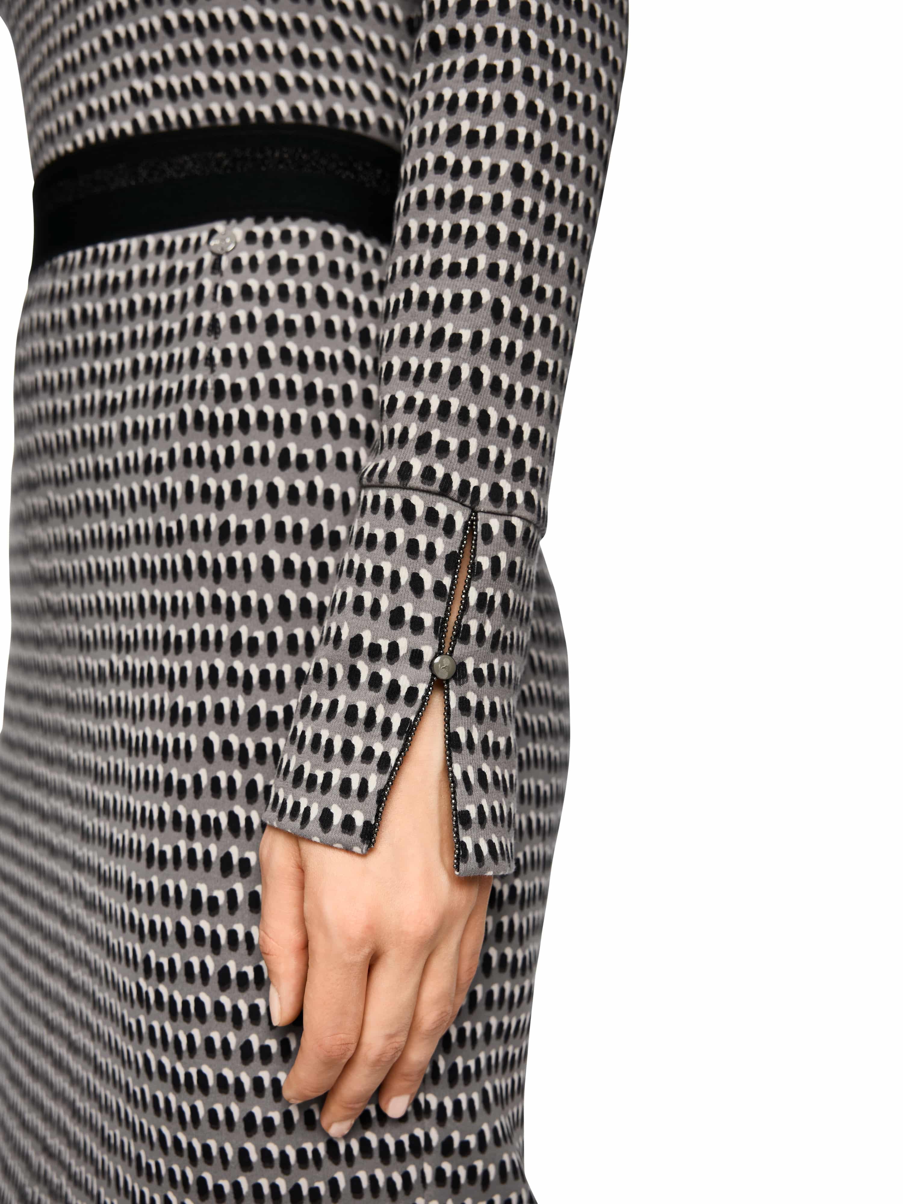 Marc Cain Longsleeve City Tours Premium Damenmode mit SPRINKLES-Print, körpernahe Form, Stehkragen, Baumwollstretch