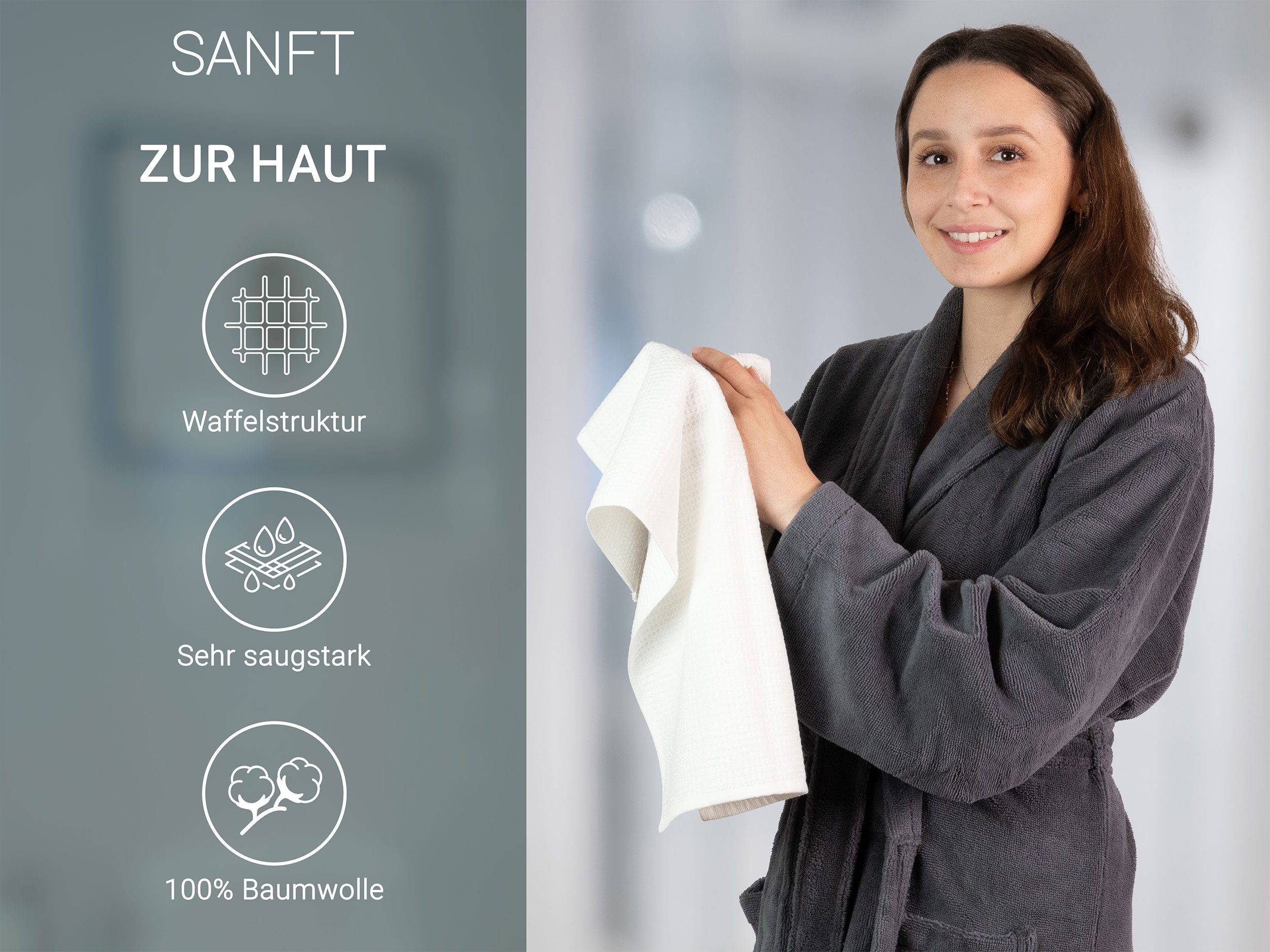 ZOLLNER Gästehandtücher, Waffelpique (10-St), 30 x 50 cm, 100% Baumwolle, vom Hotelwäschespezialisten, Waffelpique