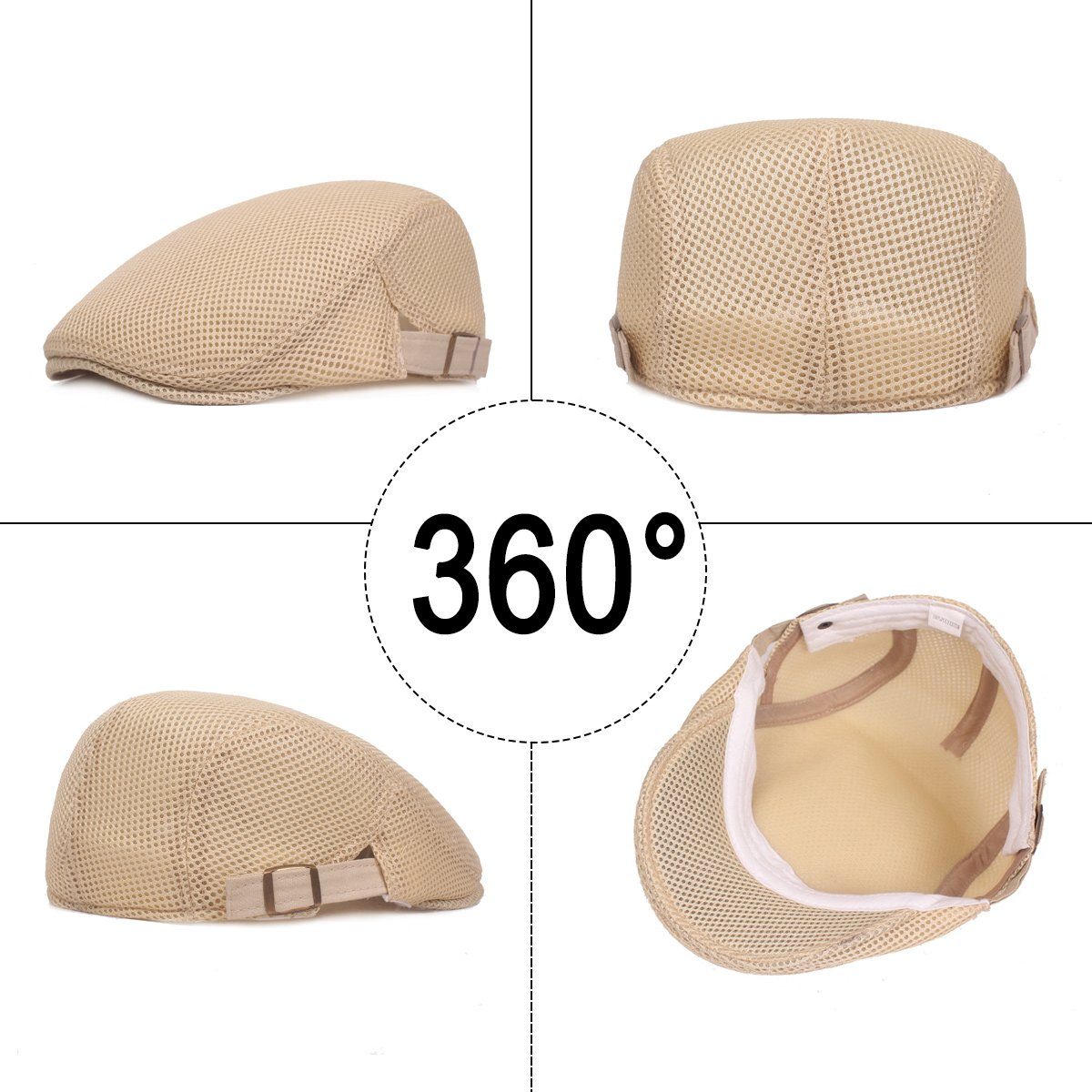 Schiebermütze,Schirmmütze Baskenmütze Flatcap Creme Herren atmungsaktive Mesh, Jormftte Sommer farben