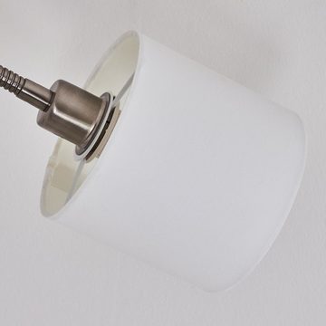 hofstein Stehlampe »Costa« runde Bodenlampe aus Metall, Nickel-matt, weiße Stoffschirme, ohne Leuchtmittel, E14, Leuchtenköpfe verstellbar, mit An-/Ausschalter