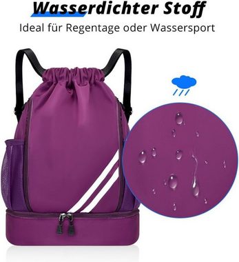 Fivejoy Turnbeutel Mode Sport Rucksäcke, Große Kapazität, Turnbeutel, Wasserdicht (mit Bodenfach und Breit Kordelzug,Beutel, Klein mit Innentasche, Außentasche für Schnellzugriff, 1-tlg)