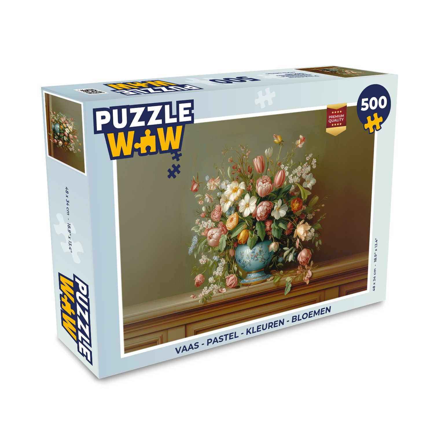 MuchoWow Puzzle Vase - Pastell - Farben - Blumen, 500 Puzzleteile, Foto-Puzzle, Bilderrätsel, Puzzlespiele, Spielzeug