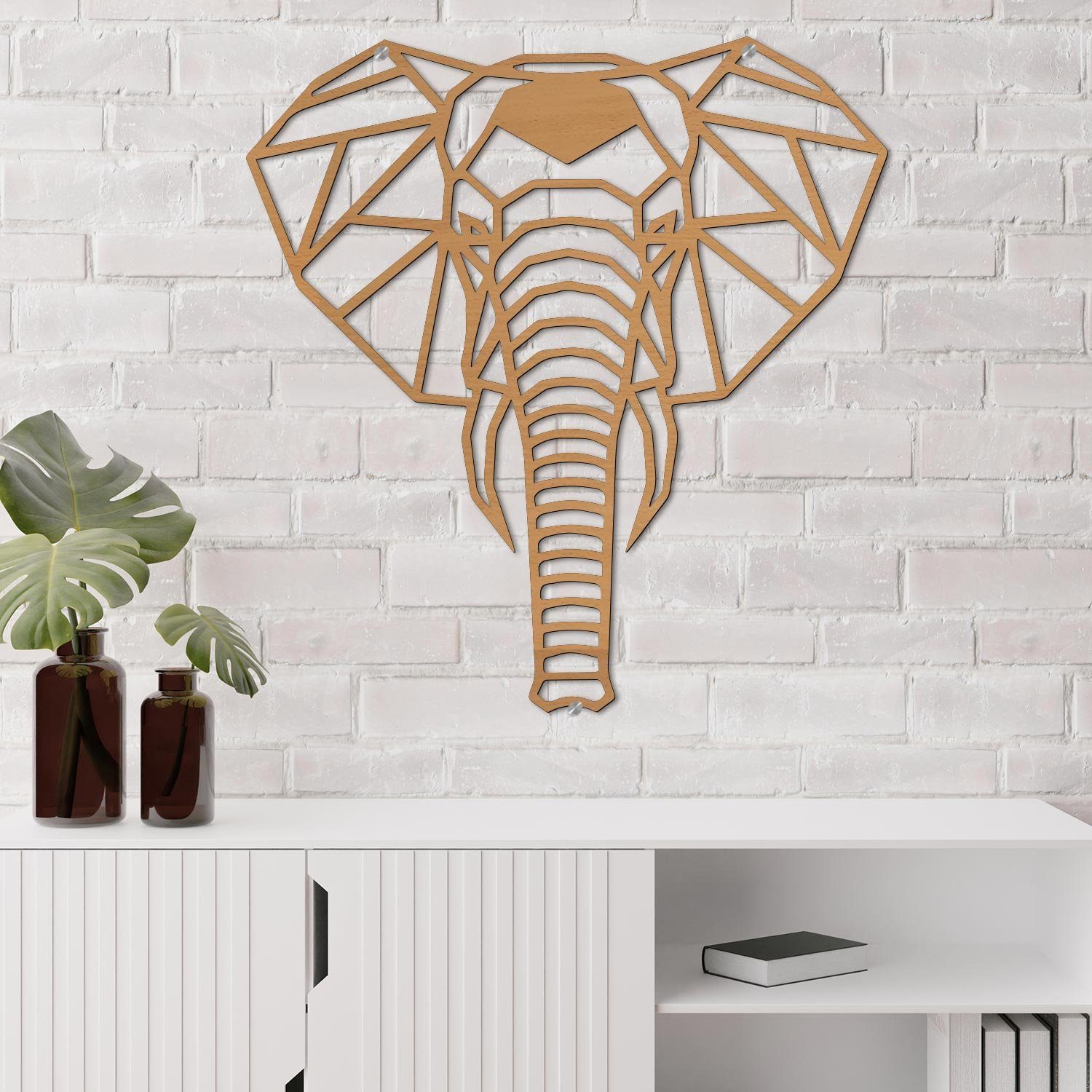Namofactur LED Wandleuchte Elefant - Dekoobjekt aus Holz mit Elefanten-Motiv - Wand Deko Lampe, LED fest integriert, Warmweiß, Wanddekoobjekt Wohnzimmer Leuchte batteriebetrieben