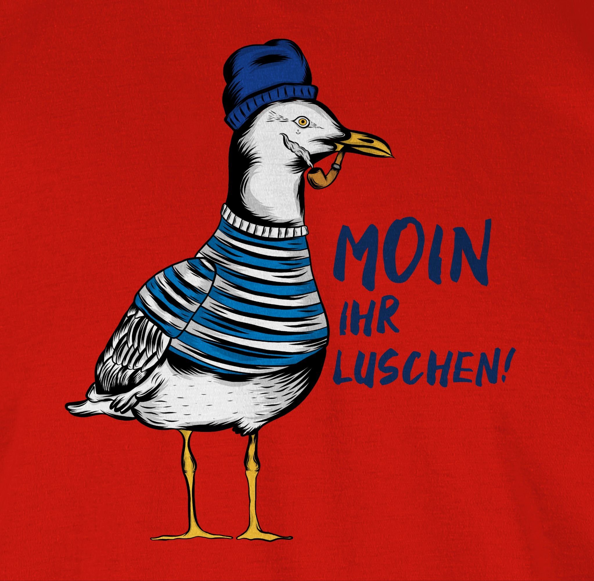 Shirtracer T-Shirt Moin ihr Luschen - Coole Möwe - Schwarz Sprüche Statement – Bild 3 von 5