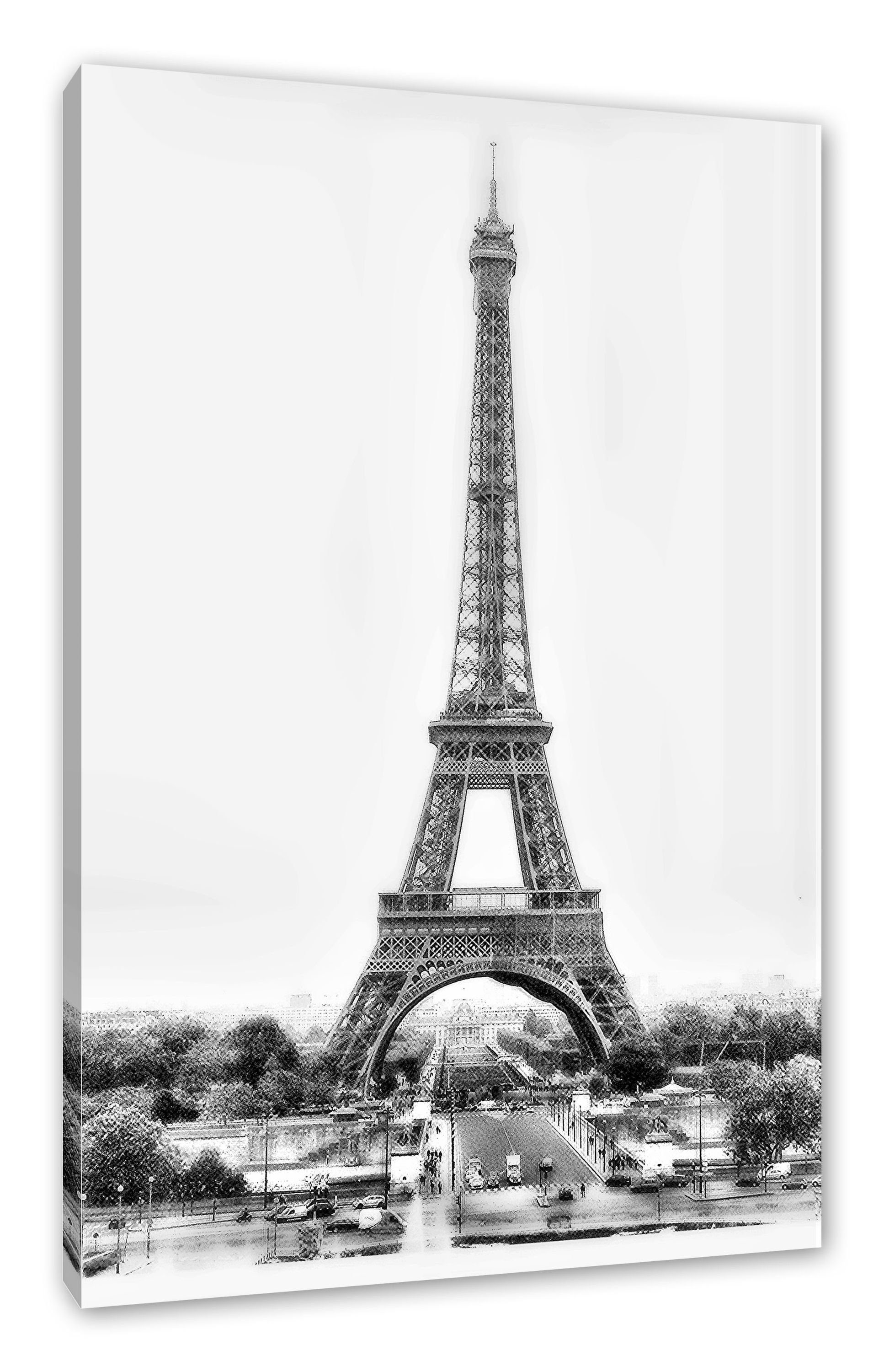 Eifelturm, St), Eifelturm gigantischer (1 Zackenaufhänger gigantischer inkl. fertig Pixxprint Leinwandbild Leinwandbild bespannt,