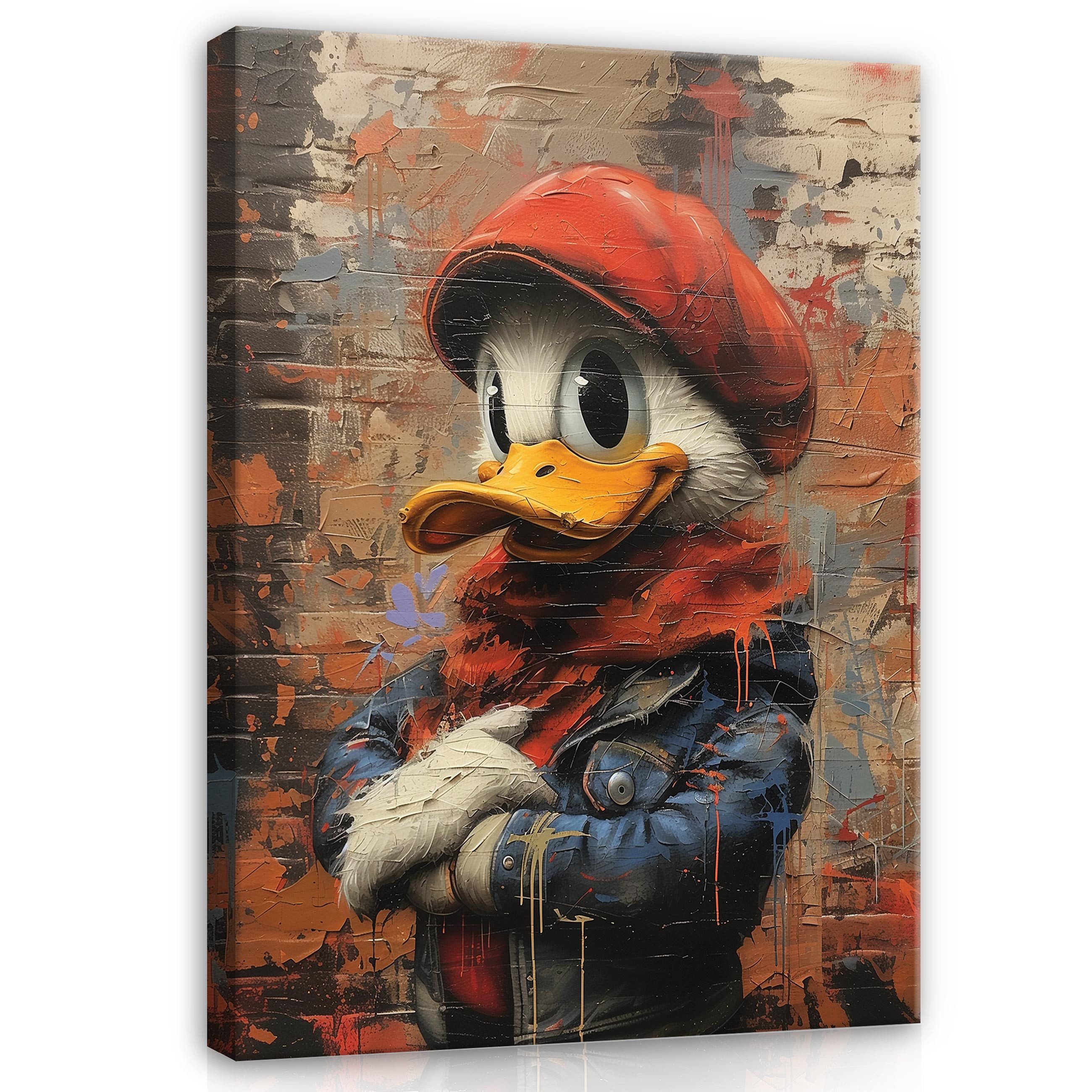 Wallarena Leinwandbild Ente Ziegelstein Graffiti Kunst Wandbild XXL Leinwan günstig online kaufen