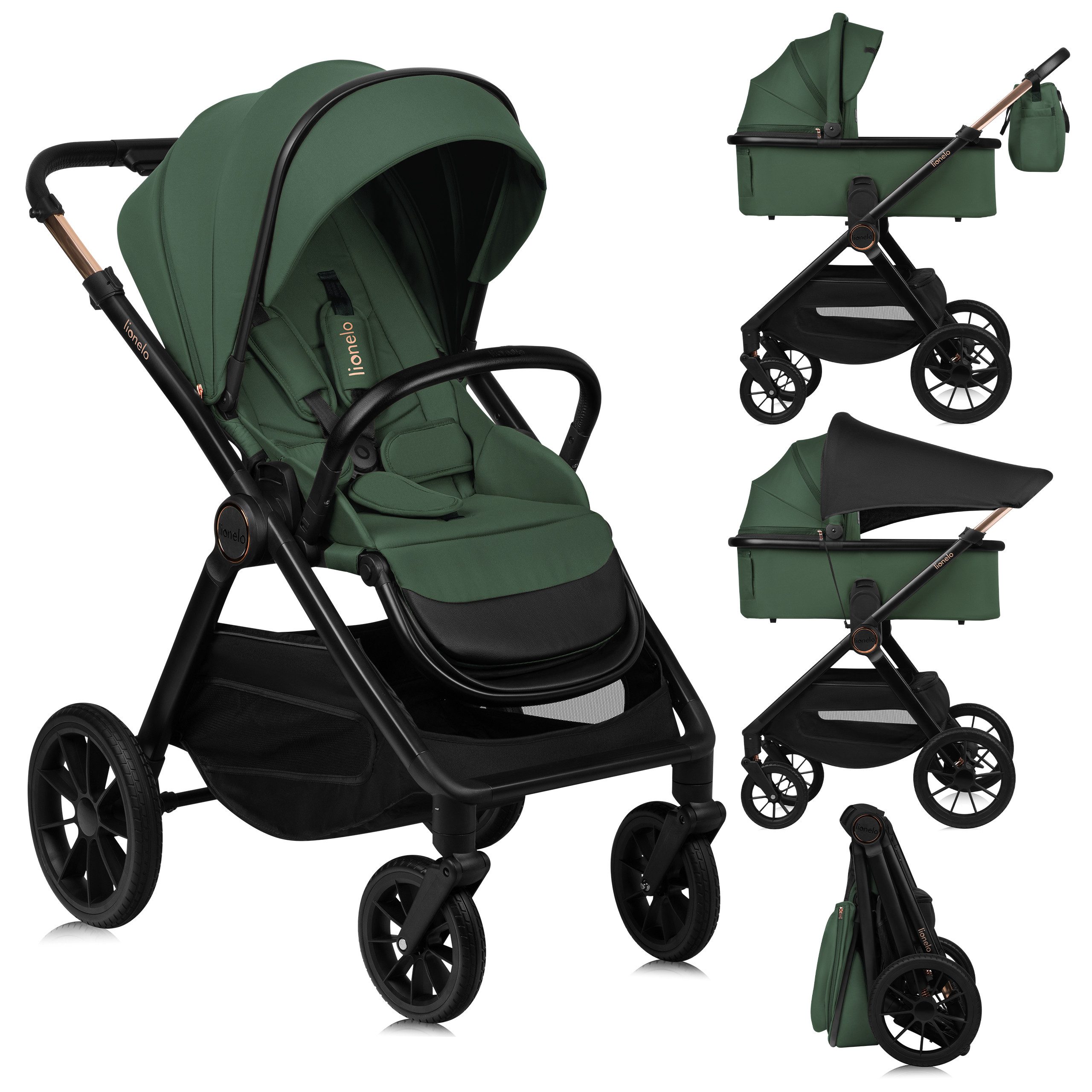lionelo Kombi-Kinderwagen LAYLA 2IN1, (Set), 3D-Panoramabelüftung/ XXL-Sitz/ komfortable Federung