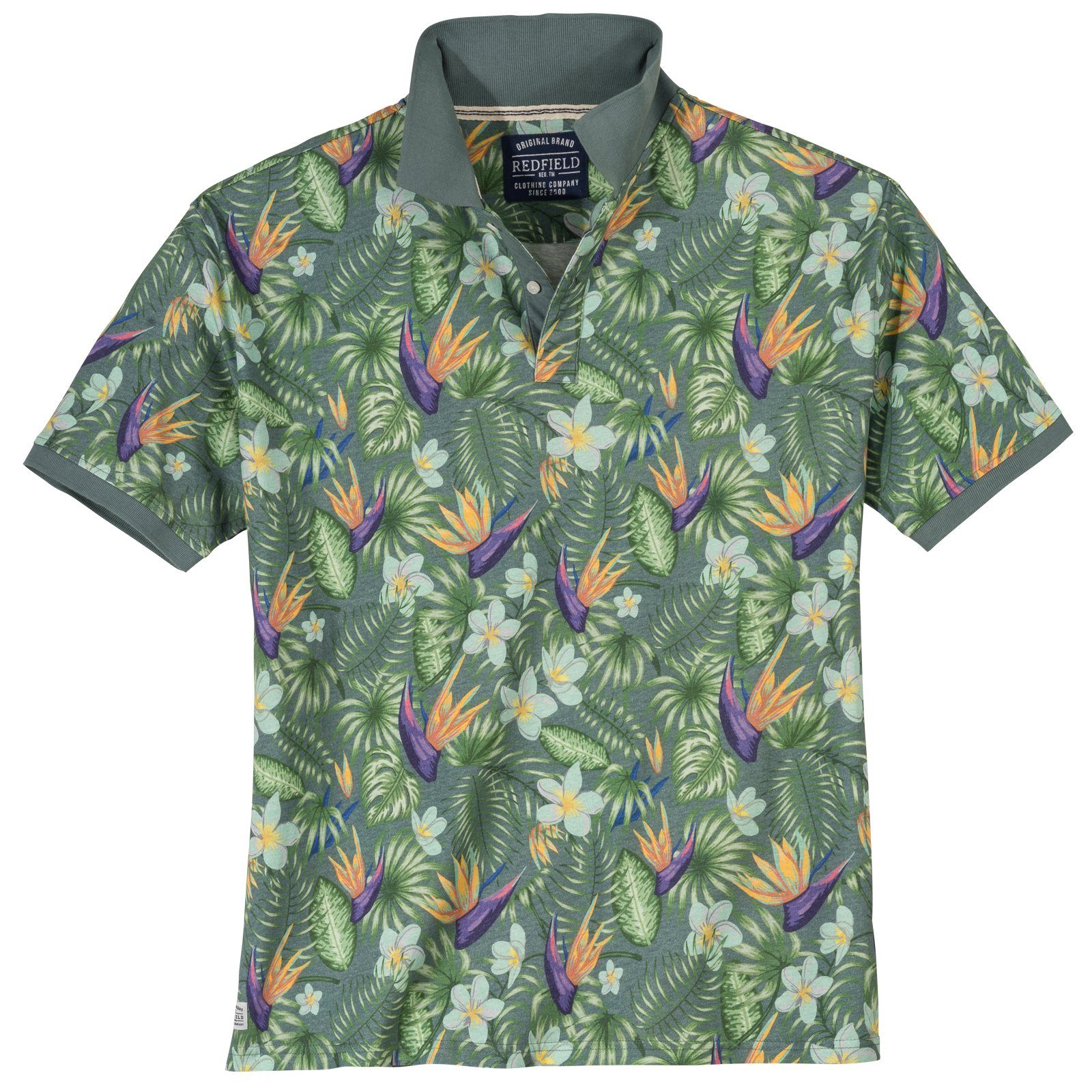 redfield Poloshirt Poloshirt salbeigrün Herren Größen Print floraler Redfield Große