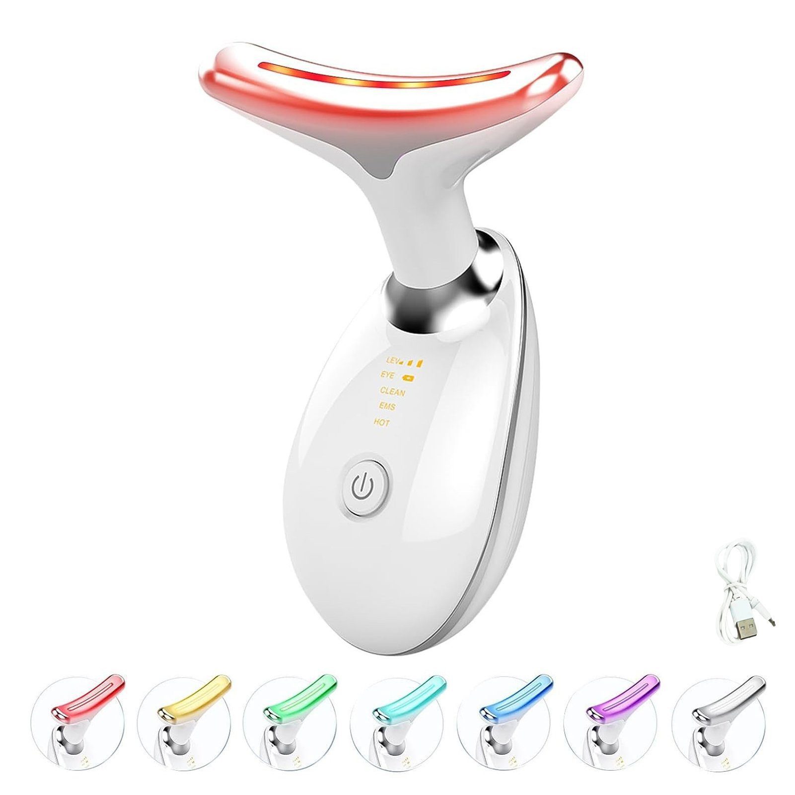feinlux Gesichtsmassagegerät Elektrisches Gesichtsmassagegerät Anti-Falten, Gesichtspflegegerät Anti-Falten Gerät für Damen, Face Gegen Falten Beauty Meter, (3/7 Farbige LED-Modi), Hals Gesichtsstraffungsgerät