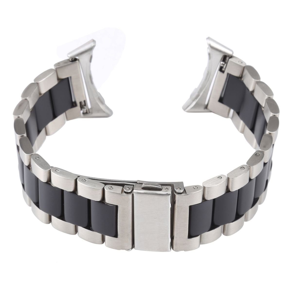 Wigento Smartwatch-Armband Für Google Pixel Watch Stahl Metall Design  Ersatz Armband Silber / Schwarz Smart Uhr Neu