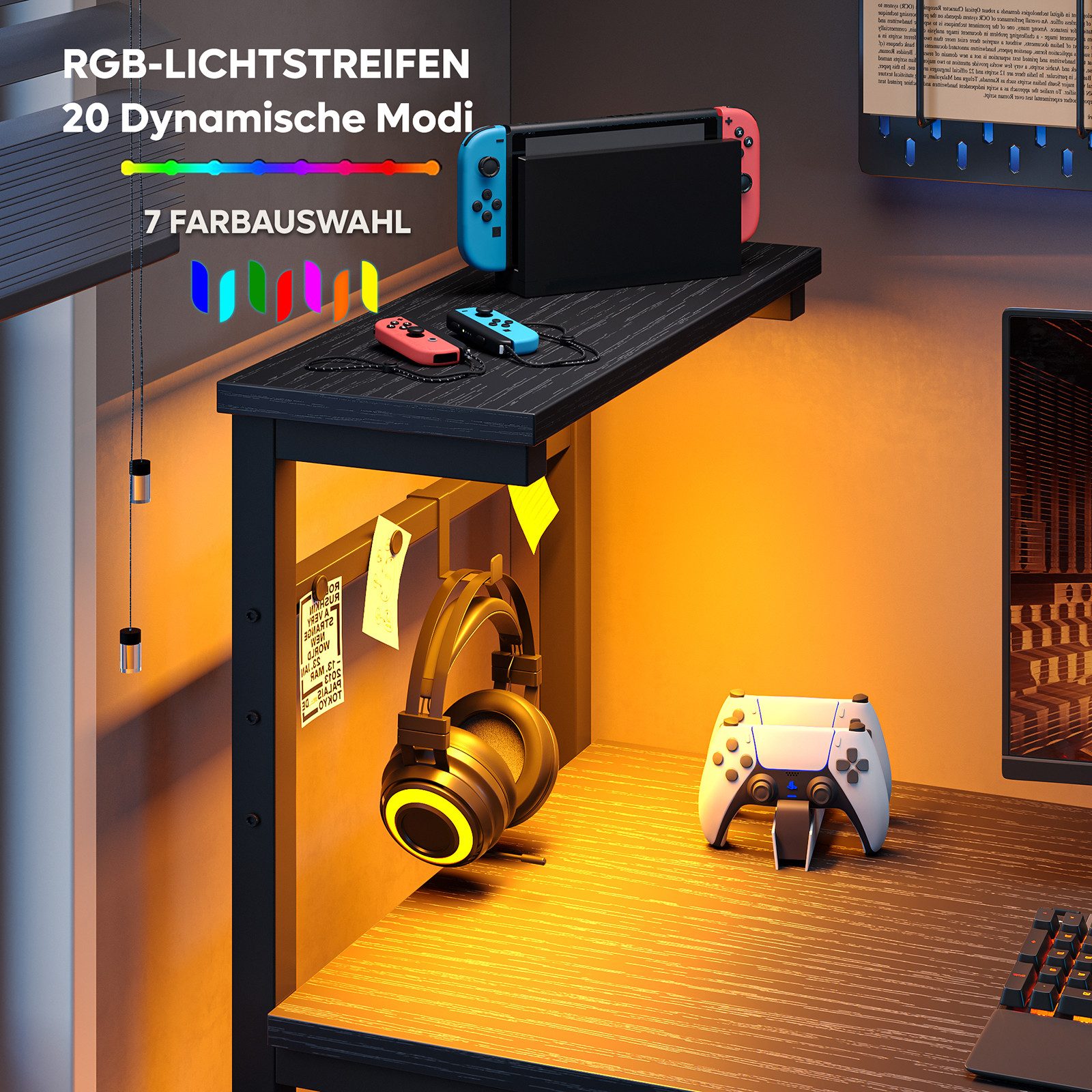 Bestier Computertisch Gamingtisch, Computertisch mit LED günstig online kaufen