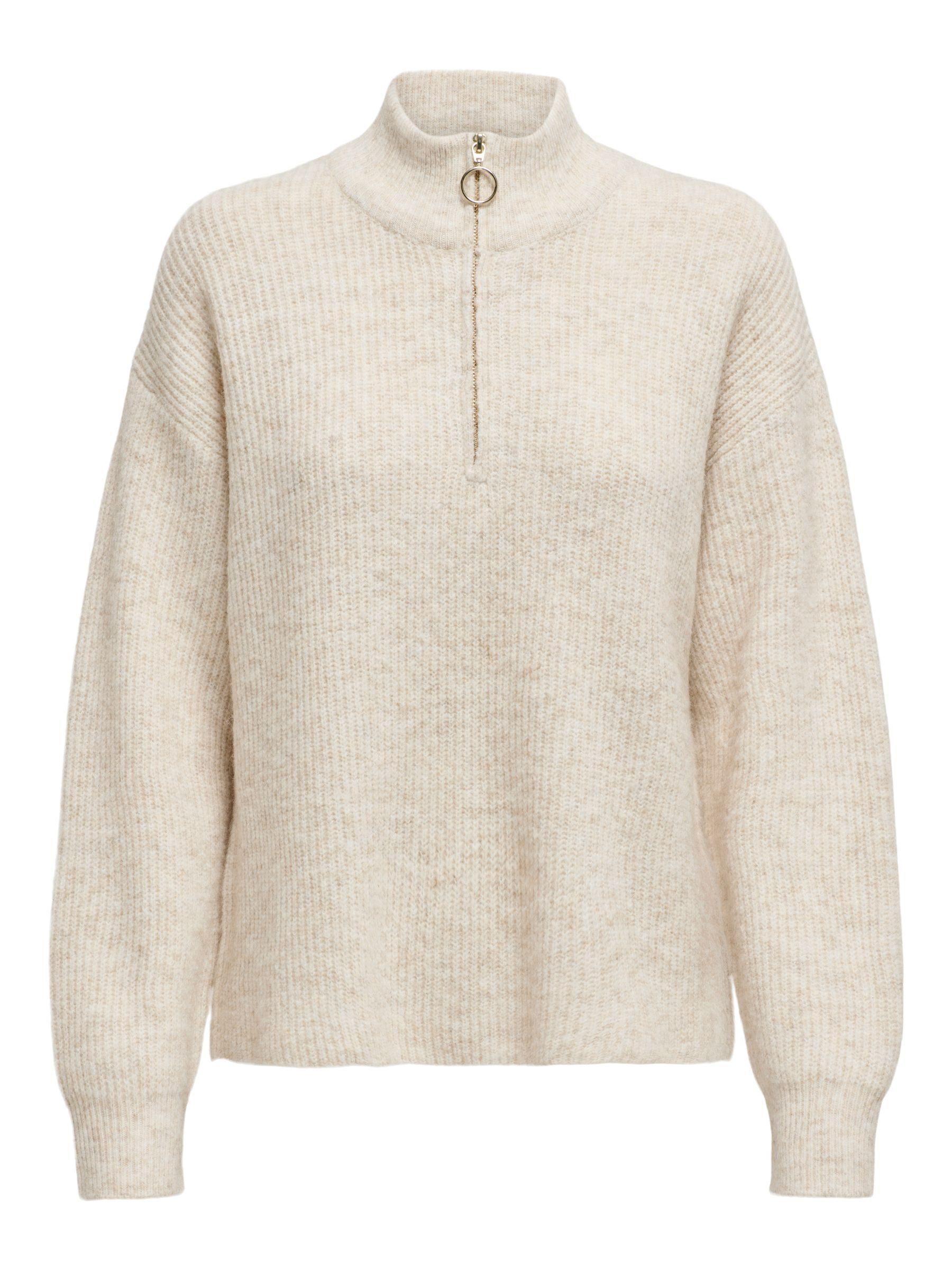 ONLY Strickpullover Trendiger Strickpullover mit Reißverschluss-Detail (1-t günstig online kaufen