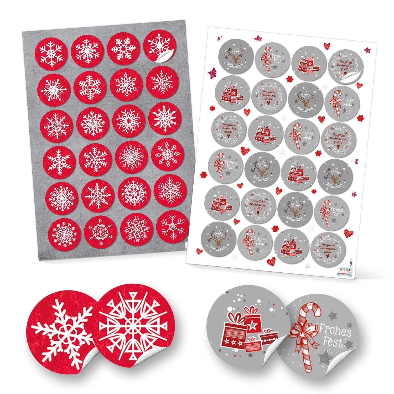 Logbuch-Verlag Aufkleber SET 2 x 24 weihnachtliche Geschenkaufkleber Weihnachtsaufkleber