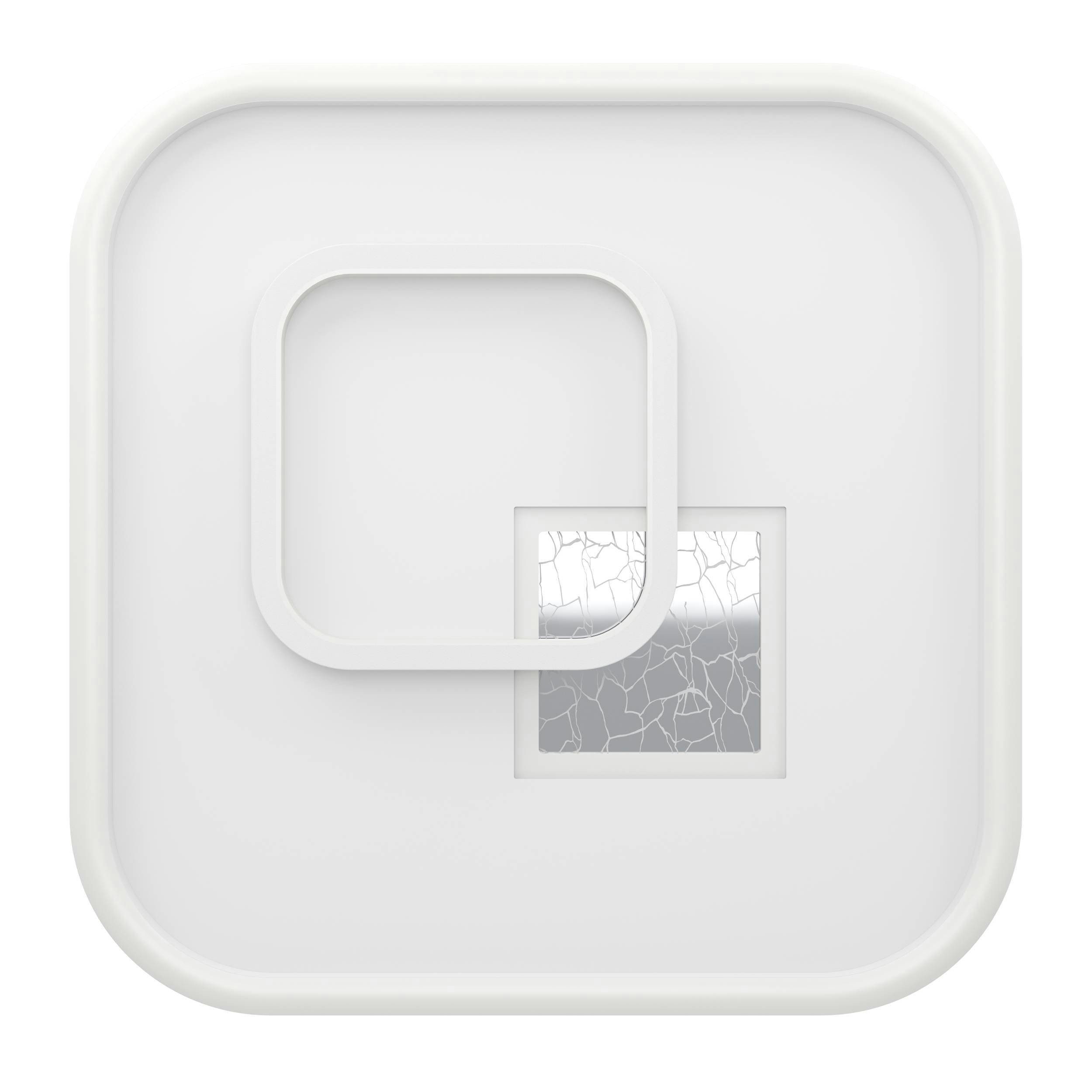 EGLO Deckenleuchte Tiriolo Deckenlampe, Wohnzimmerlampe, Metall, Kunststoff, Flurlampe, LED fest integriert, Neutralweiß, Wand-/Deckenleuchte - L38 x B38 x H6 cm - weiß, silber