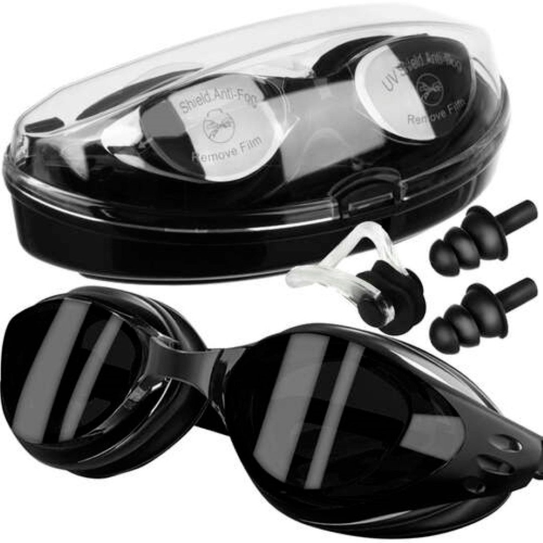Trizand Schwimmbrille Schwimmbrille UV-Schutz Anti-Fog mit Ohr- und Nasenstöpseln, (Schwimmbrille mit Zubehör für Komfort und Schutz, Schwimmbrille, Nasenstöpsel, Ohrstöpsel, Etui für Aufbewahrung), 100% UV-Schutz, Anti-Fog-Beschichtung für klare Sicht