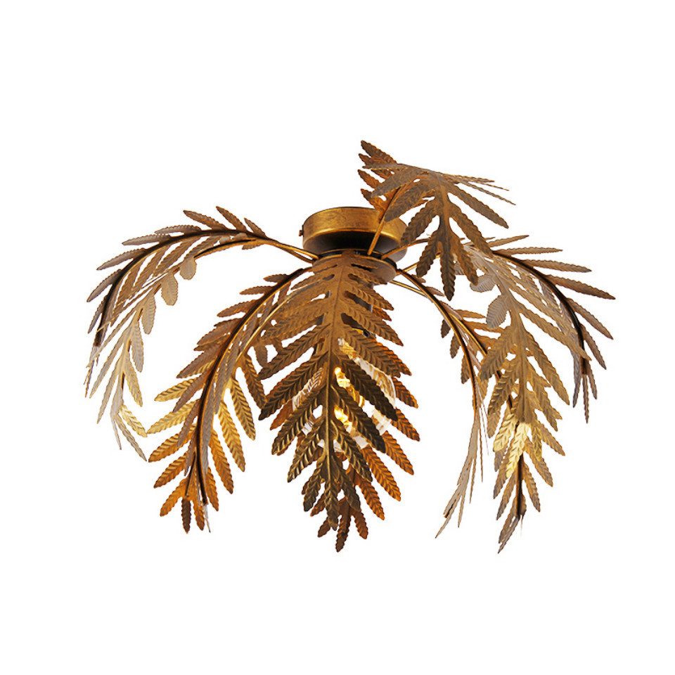 Qazqa Deckenleuchte Botanica, Dimmbar, LED wechselbar, Warmweiß, QAZQA Deckenleuchte, e27, Gold, Stahl, Landhaus