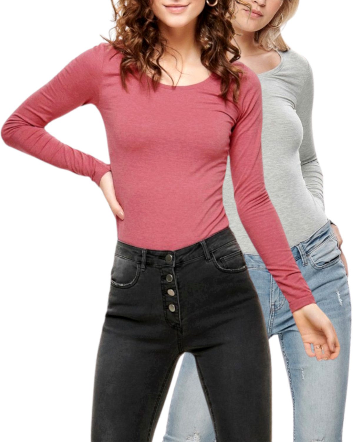 ONLY Langarmshirt Basic Shirt im 2er-Set günstig online kaufen