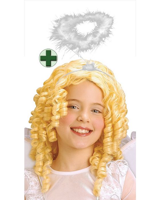 Karneval-Klamotten Engel-Kostüm Perücke Engel Mädchen blond mit Heiligenschein Engels Perücke Weihnachten für Kinder