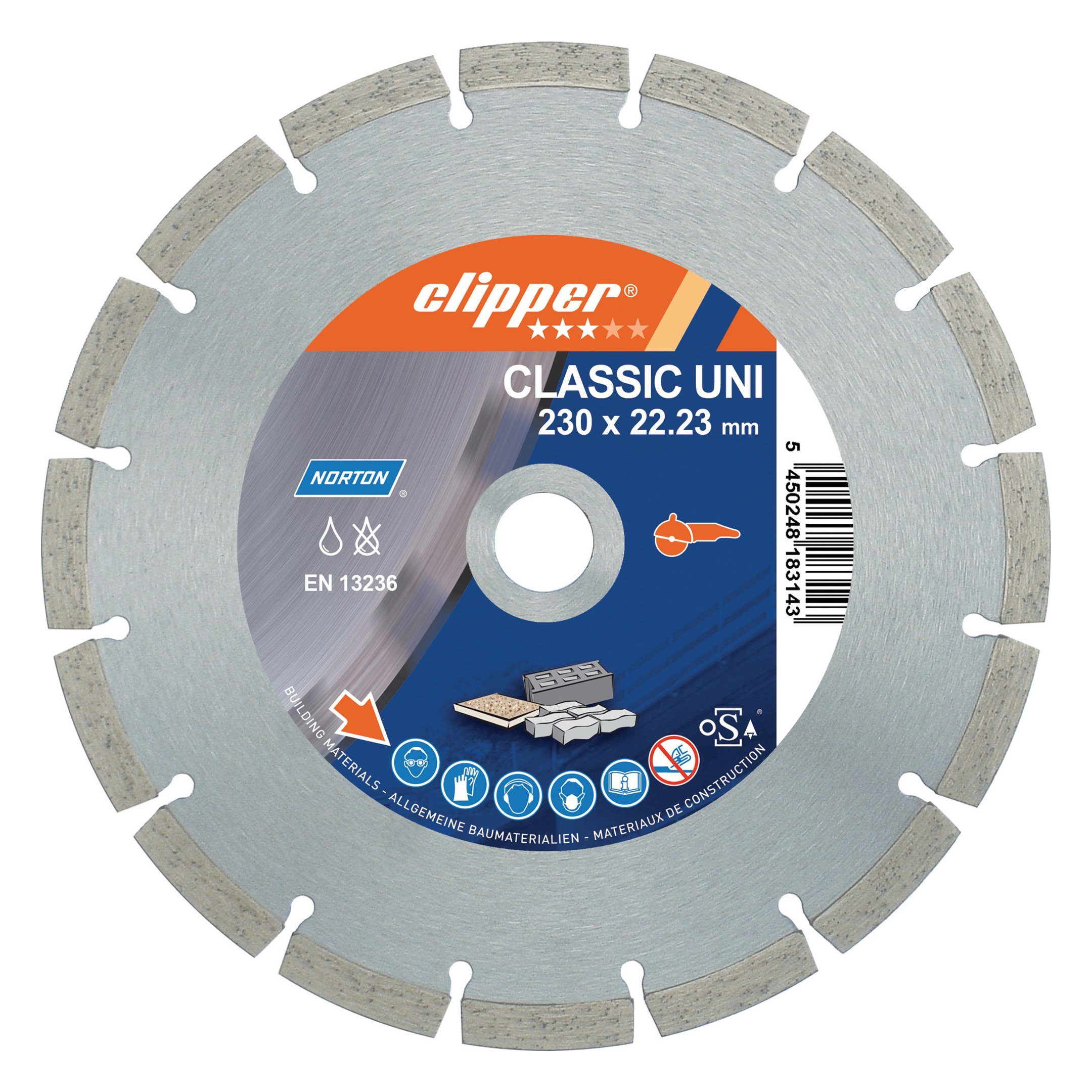 NORTON CLIPPER Trennscheibe, Ø 115 mm, Diamanttrennscheibe CLA Uni 18100 115 x 22,23 mm