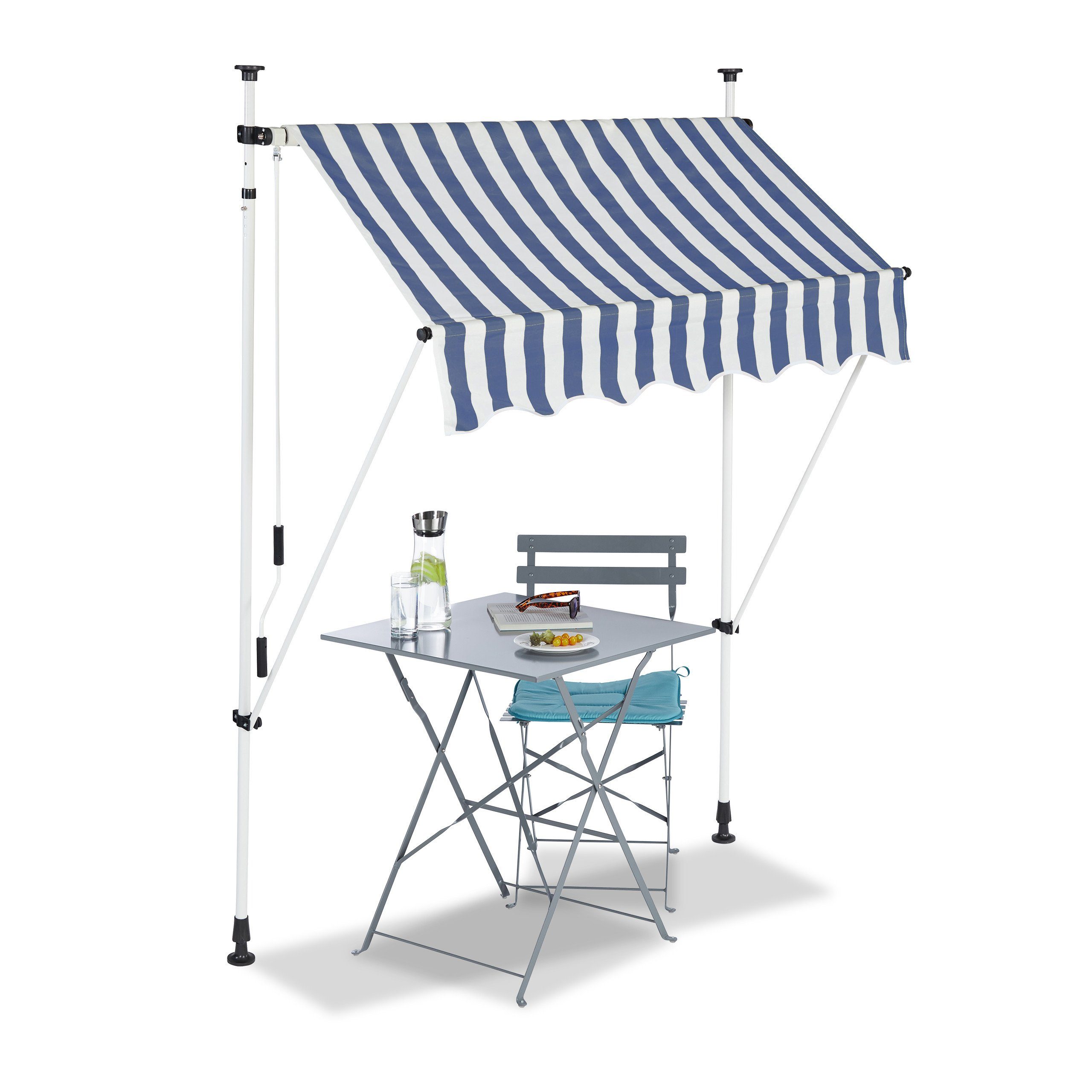 relaxdays Klemmmarkise »Klemmmarkise blau weiß« OTTO