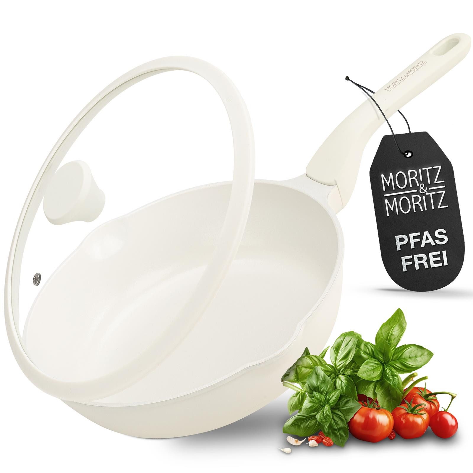 Moritz & Moritz Bratpfanne Multipfanne mit Deckel, creme, Aluminium (Set), antihaft