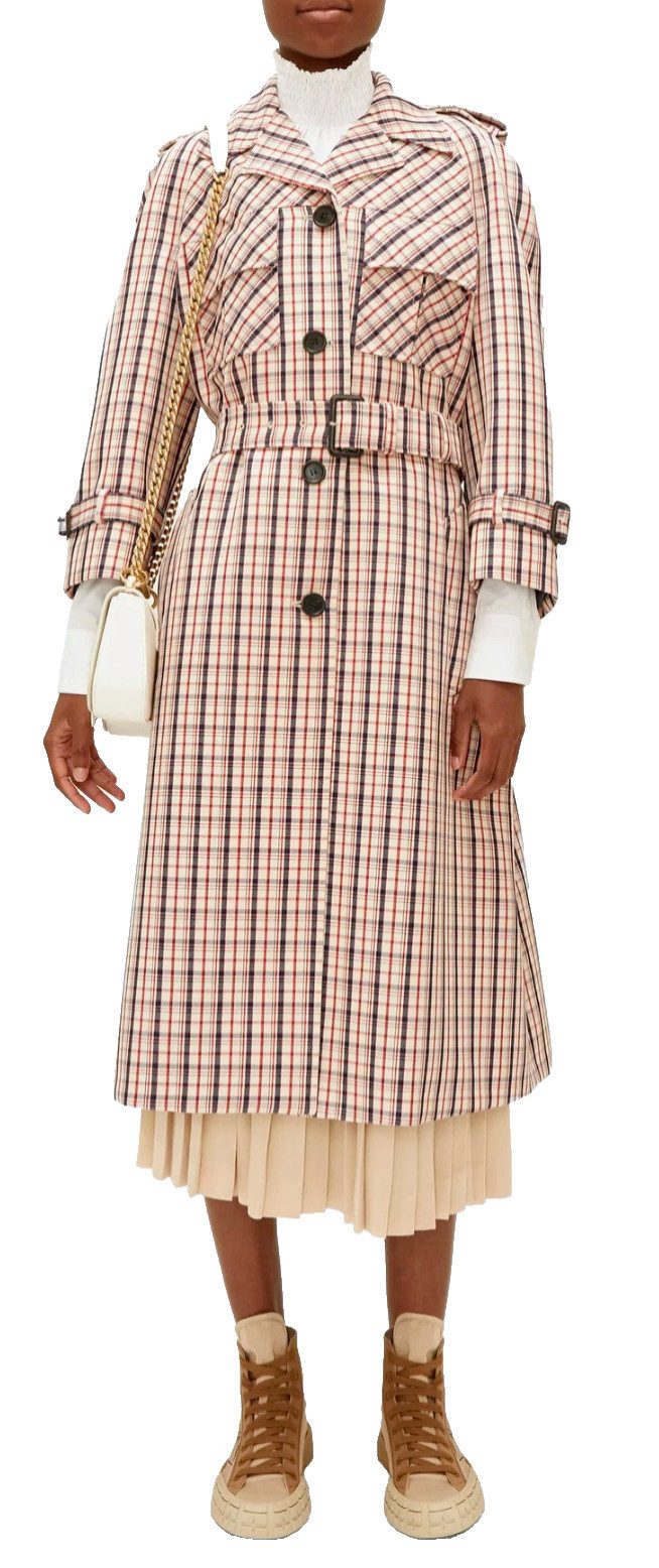 PRADA Trenchcoat Checked Tattersall Parka Schurwolle L Aus feinster Schurwolle in Gabardine-Qualität