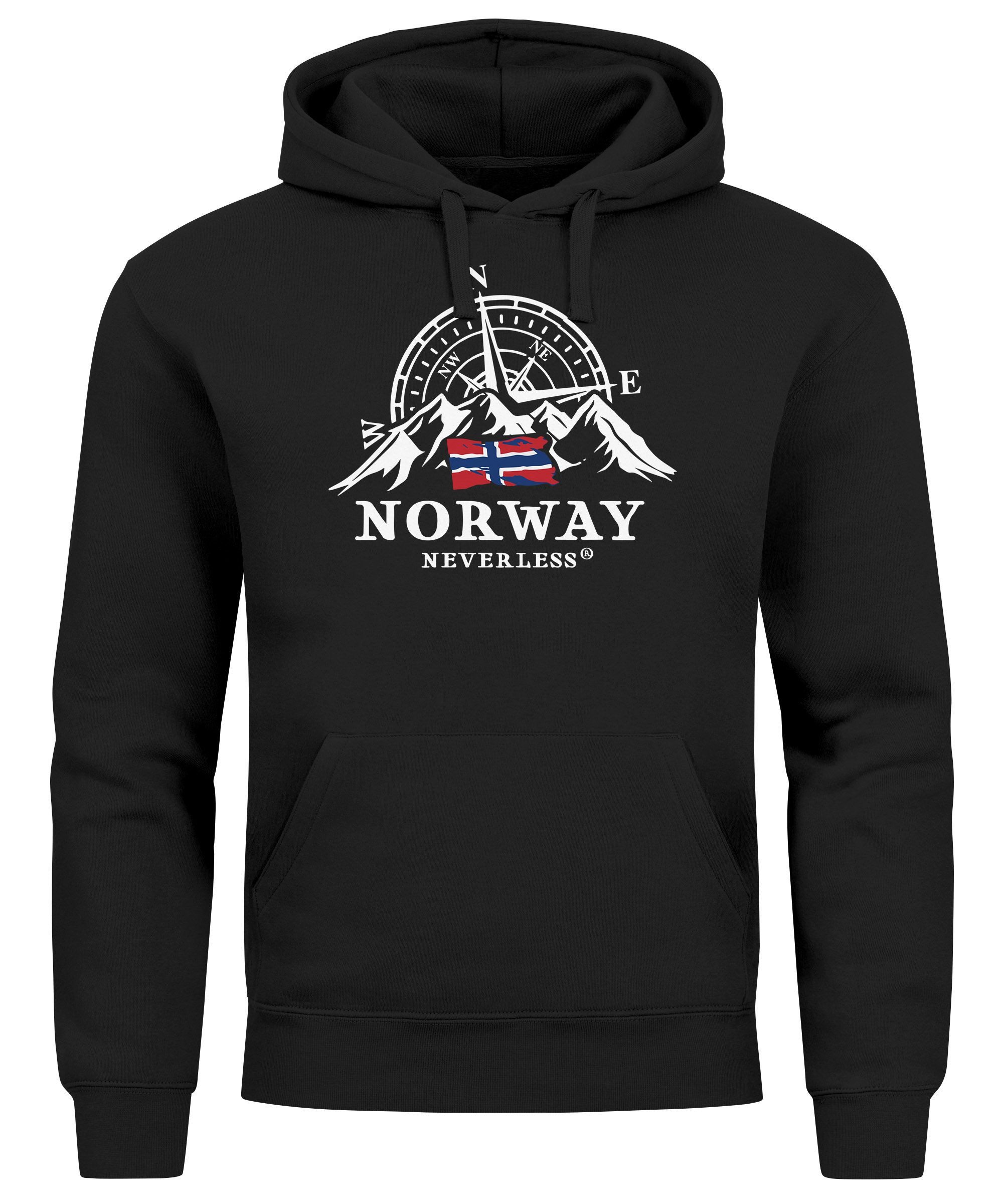 Neverless Hoodie Hoodie Herren Norwegen Flagge Skandinavien Nordisch Kompas günstig online kaufen