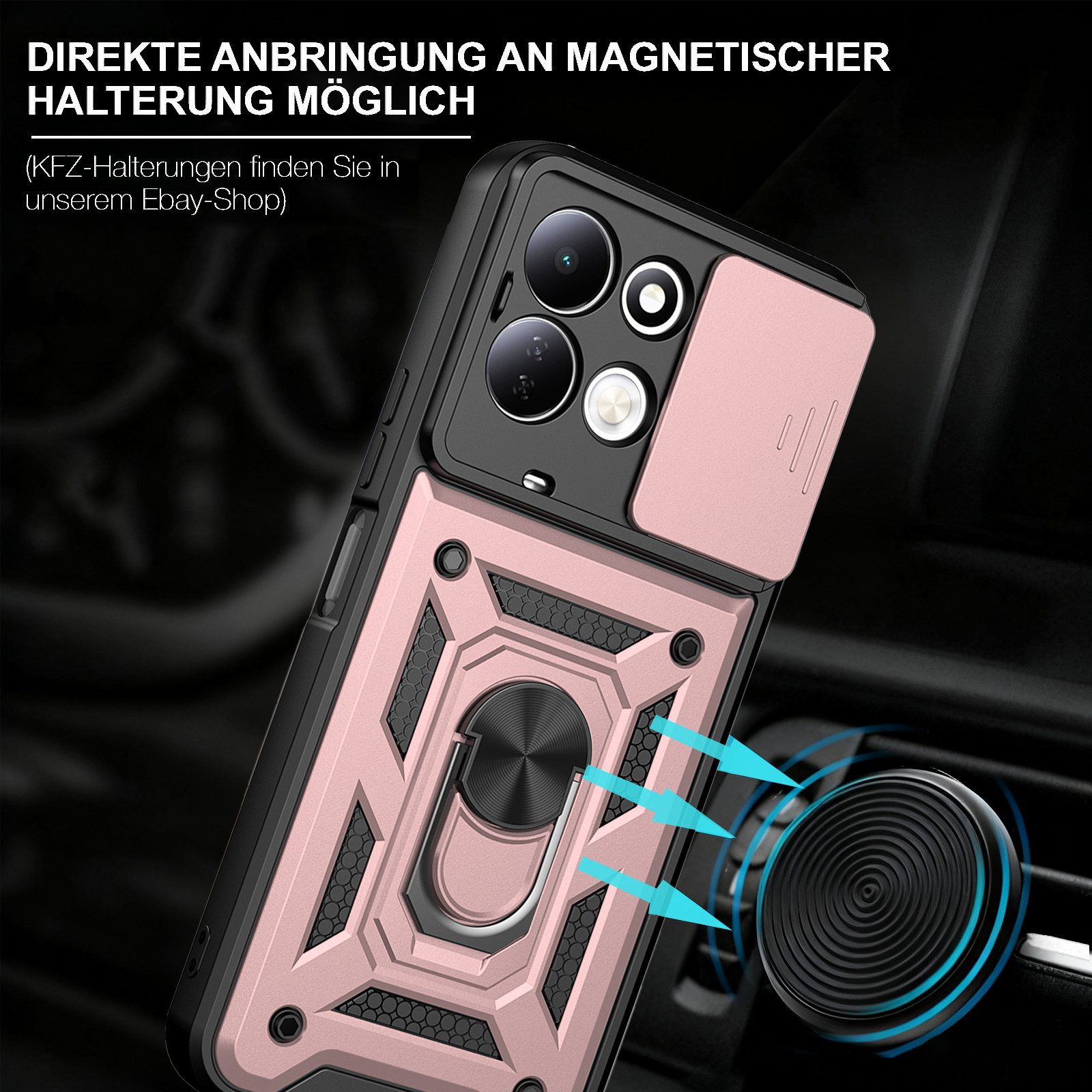 betterfon Handyhülle für Xiaomi Modelle Hülle mit Kameraschutz Ringhalter, Outdoorhülle mit Smartstand Kameraschutz und Silikonkern – Bild 4 von 5