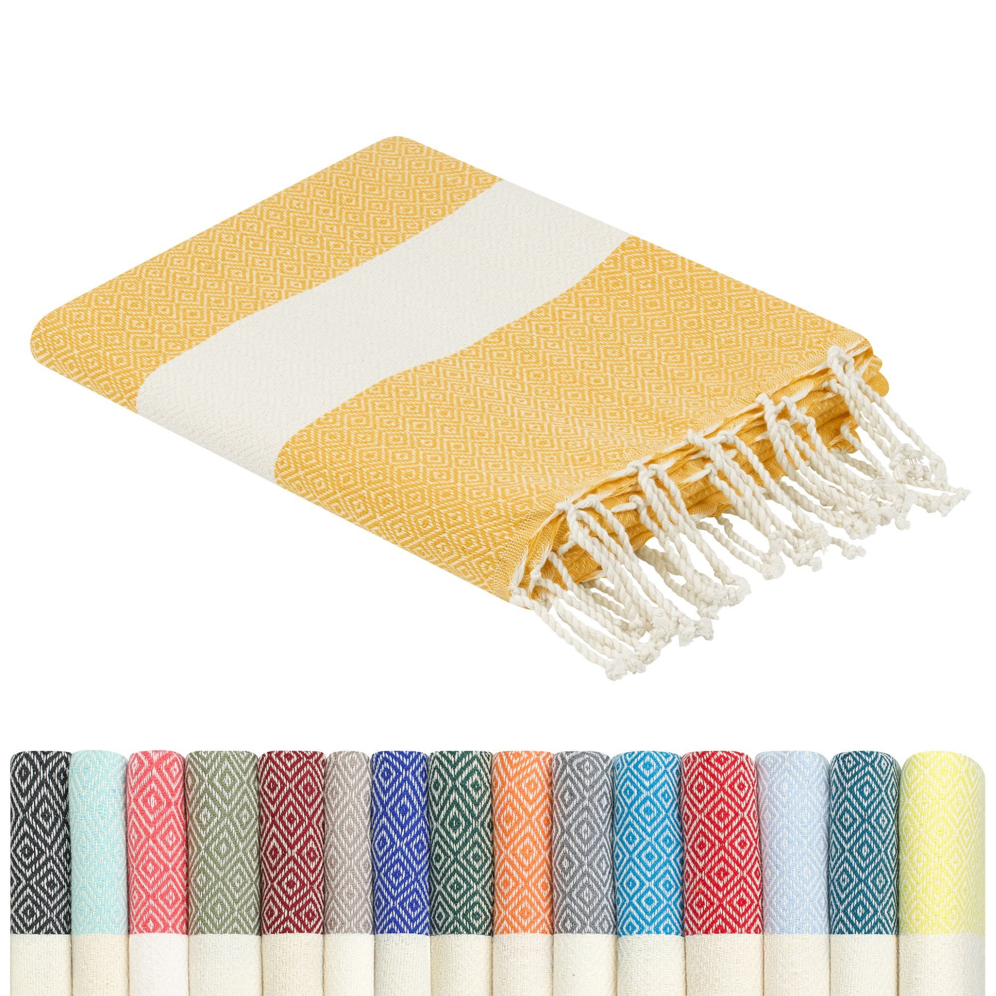 furora HOLIDAY Strandtuch groß 100x200 cm Strand Tuch, aus Baumwolle, Hamamtuch Badetuch, leicht, lang, dünn & kompakt