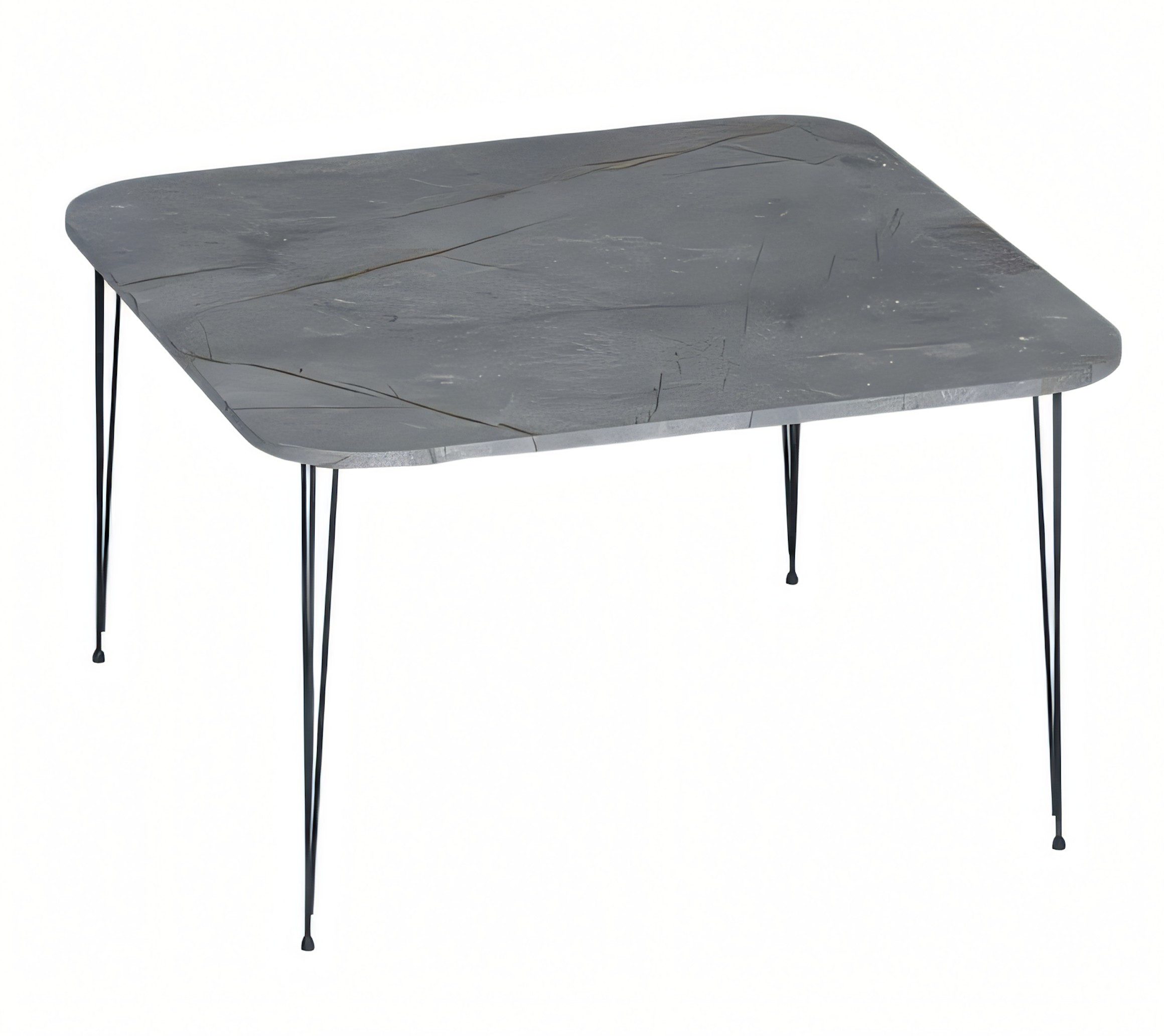 Xlmoebel Couchtisch Grauer Couchtisch aus Holz mit Edelstahlrahmen von XLMOEBEL (Packung, Grauer Couchtisch, 90 x 90 cm), Made in Europa