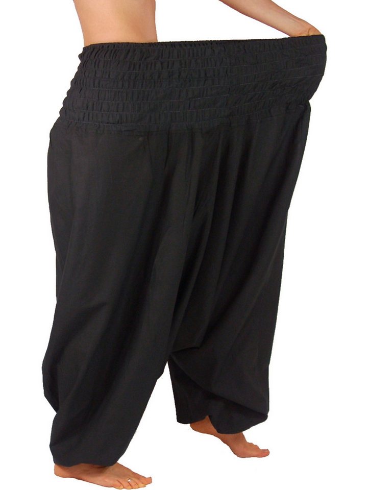 Leucht-Welten Haremshose Extragroße Haremshose XXL Aladinhose für Damen und Herren Schwarz Pumphose aus Baumwolle