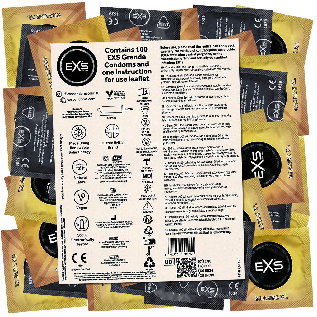 EXS XXL-Kondome Grande Packung mit, 100 St., Vorratspackung XXL-Kondome für noch mehr Freiraum