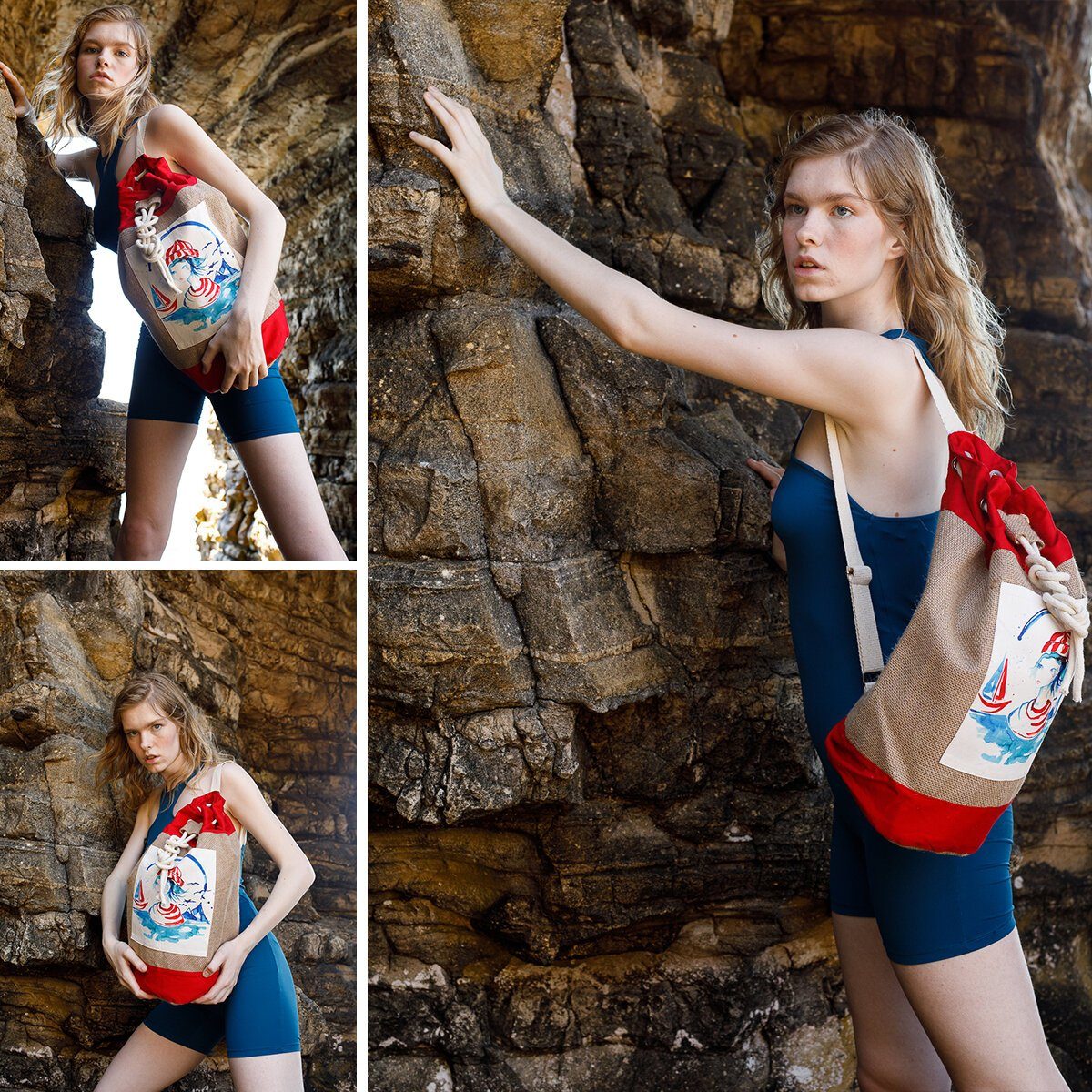 Anemoss Collection Sailor Girl Tasche Strandtasche ANEMOSS Jute Marine