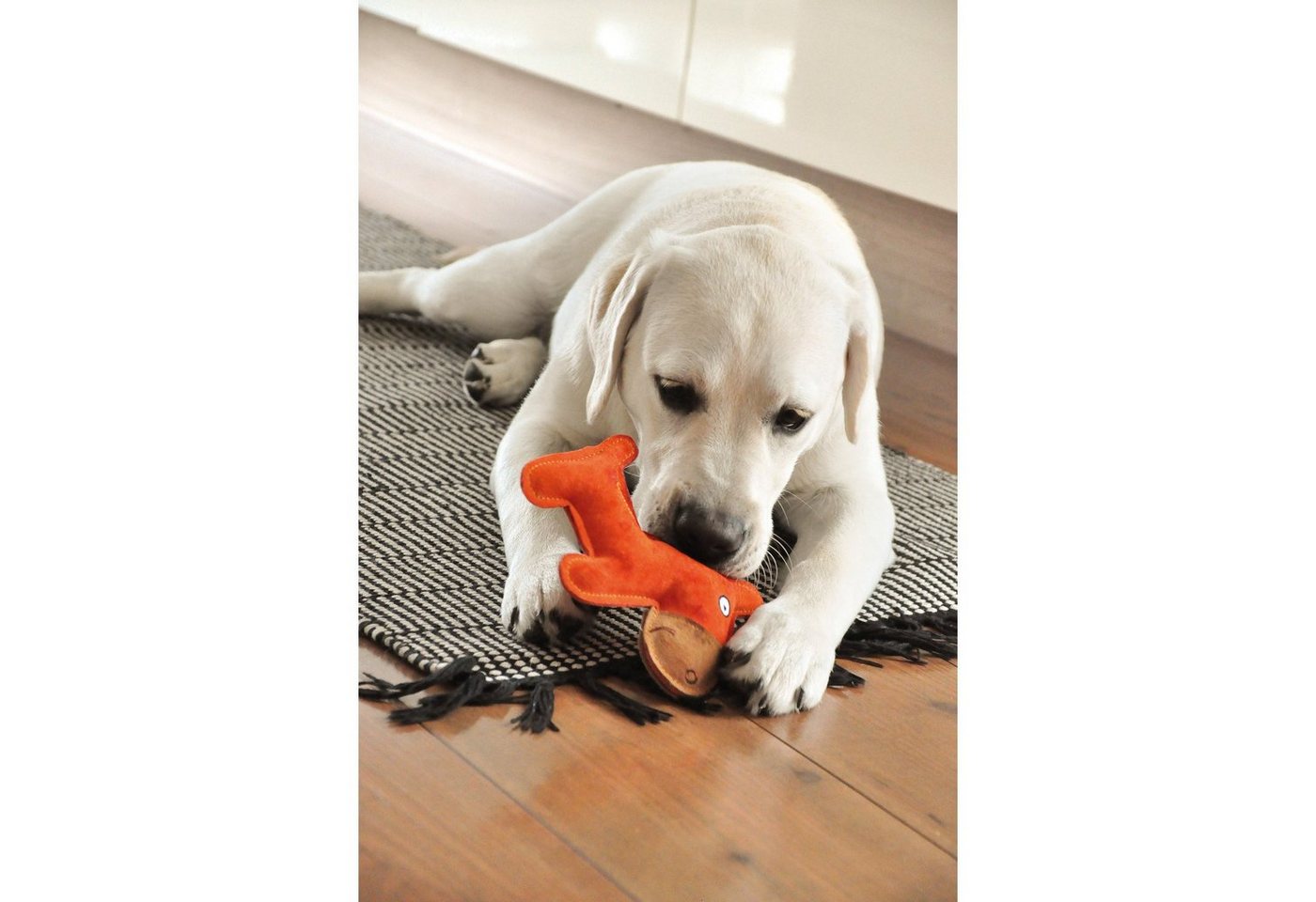 Thumbnail - Aumüller Tierquietschie Hundespielzeug aus Leder, Esel, orange