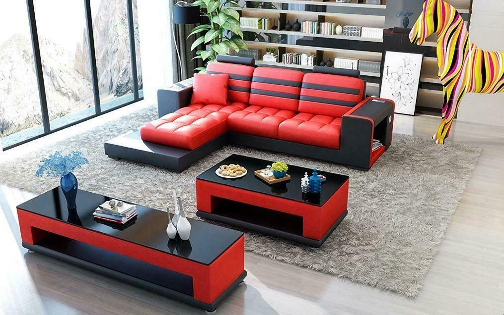 JVmoebel Ecksofa Ecksofa Polster Made Designer L Sofa Couch, Rot in Form Garnitur Wohnlandschaft Europe