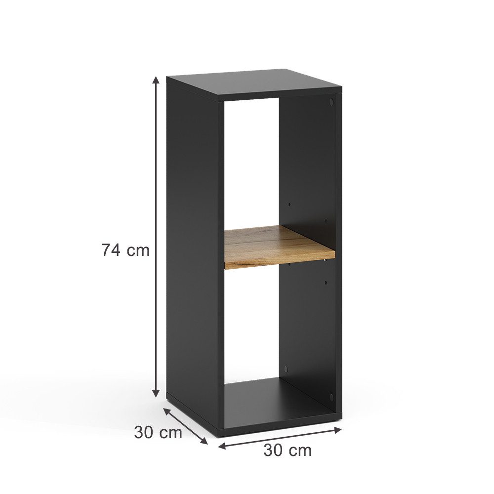 Vicco Bücherregal Tomy, Anthrazit/Goldkraft Eiche, 30 x 74 cm mit 2 offenen günstig online kaufen